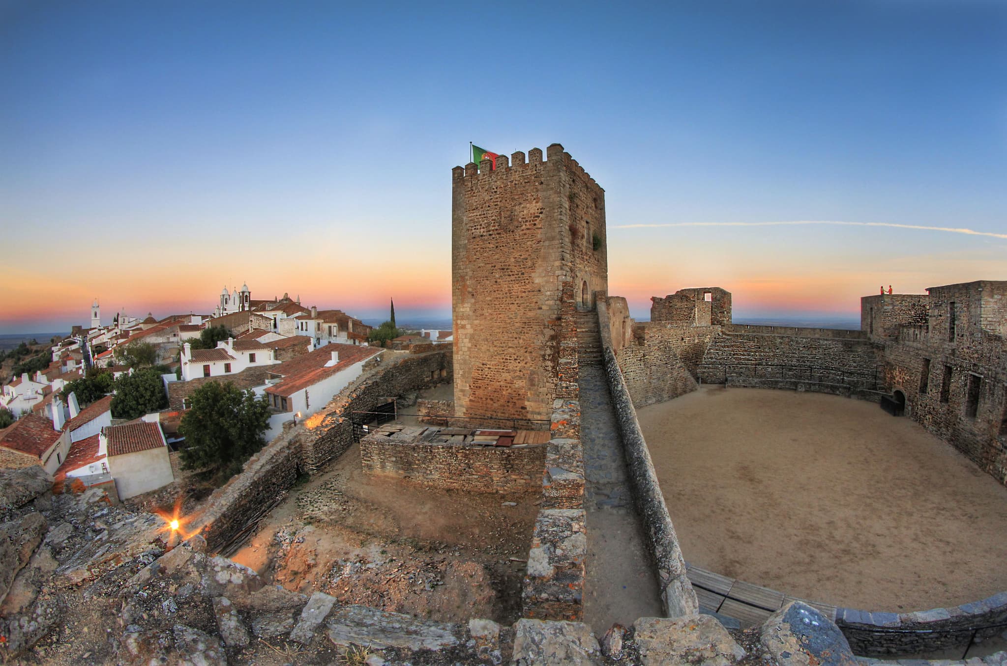 Castly of Monsaraz from above during sunset