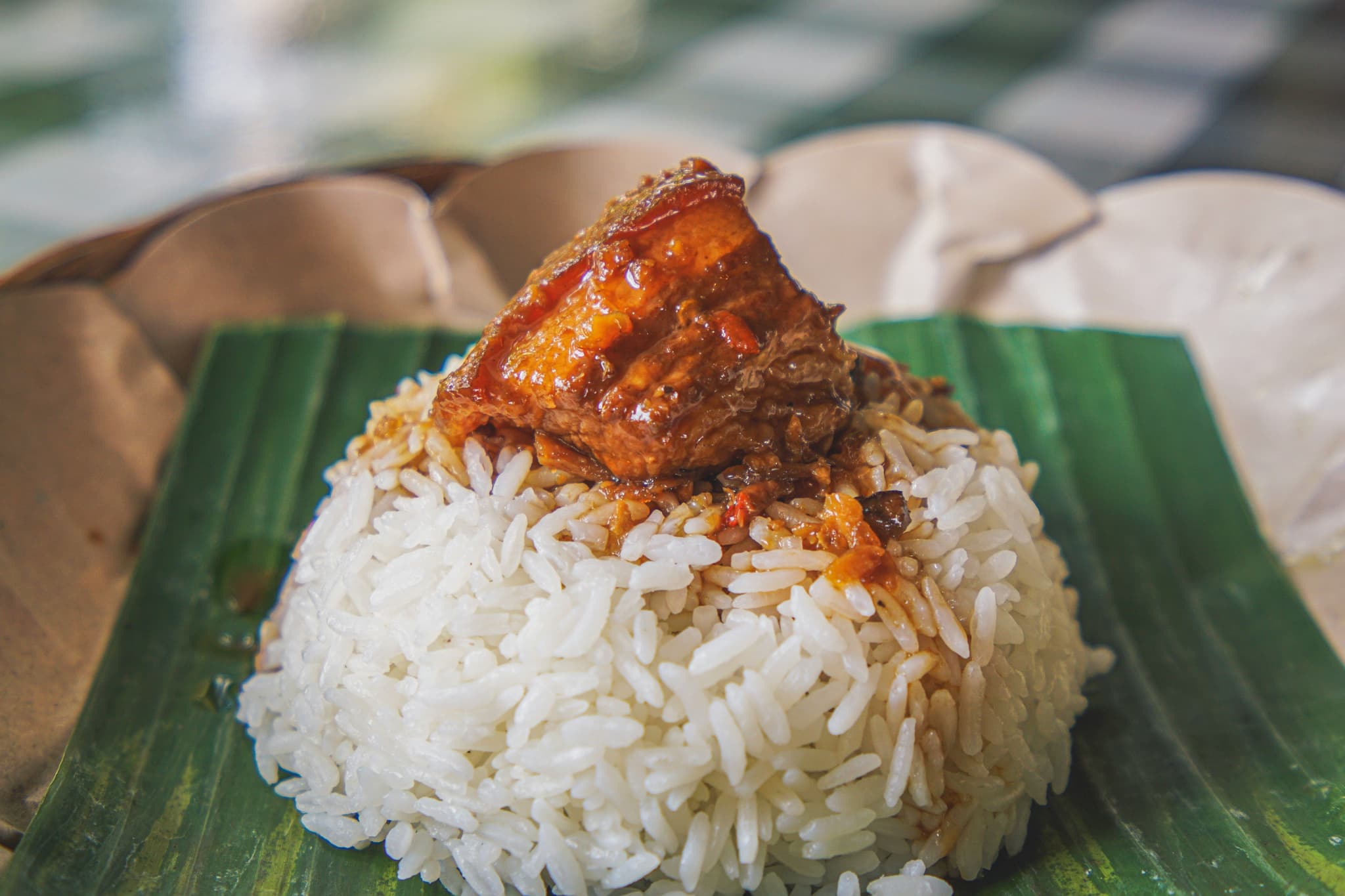sticky rice on a leaf