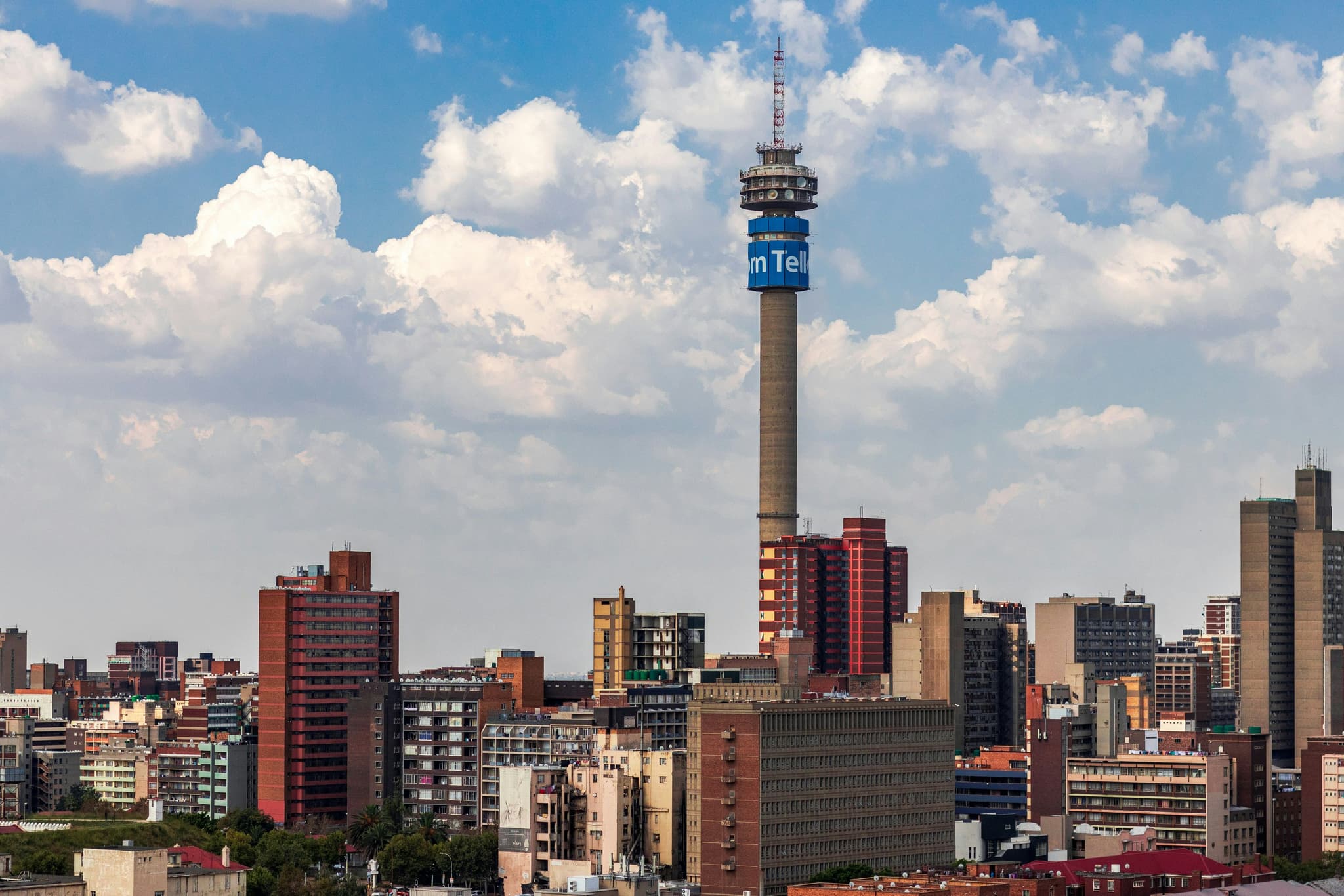 City of Johannesburg from above, tv tower visible