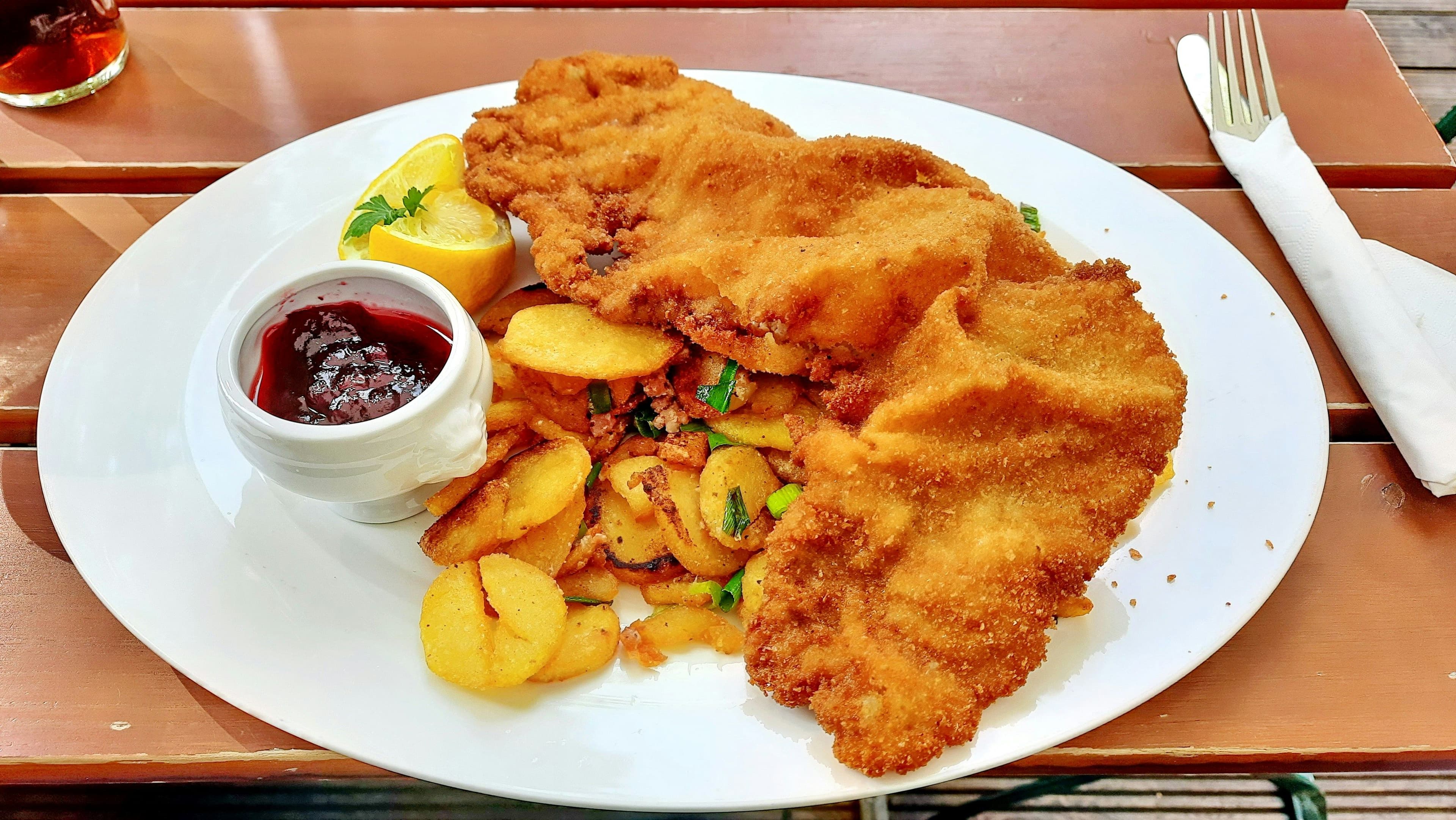 Wiener Schnitzel on a white plate