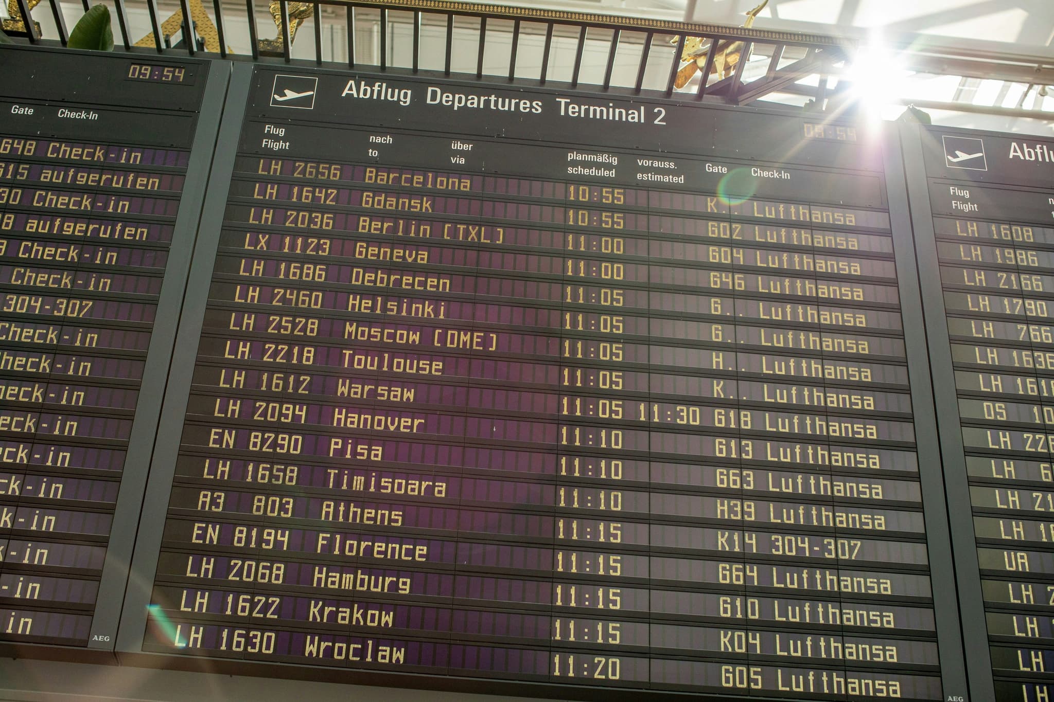 Airport departures signage