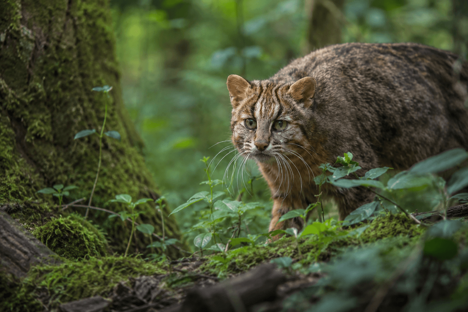 Wild cat in the forest in Japan