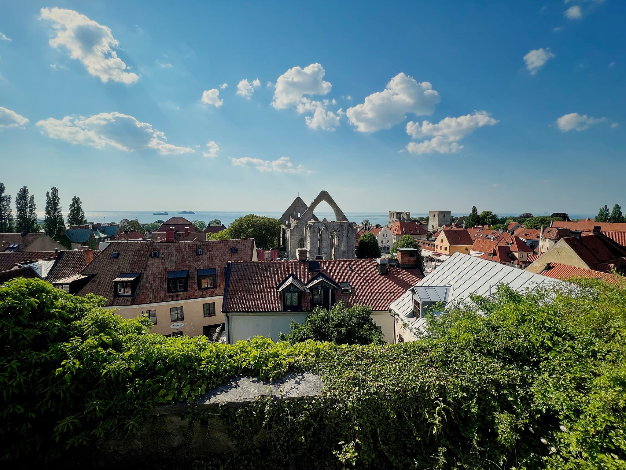 Medieval stone wall surrounding the old town of Visby, Gotland
