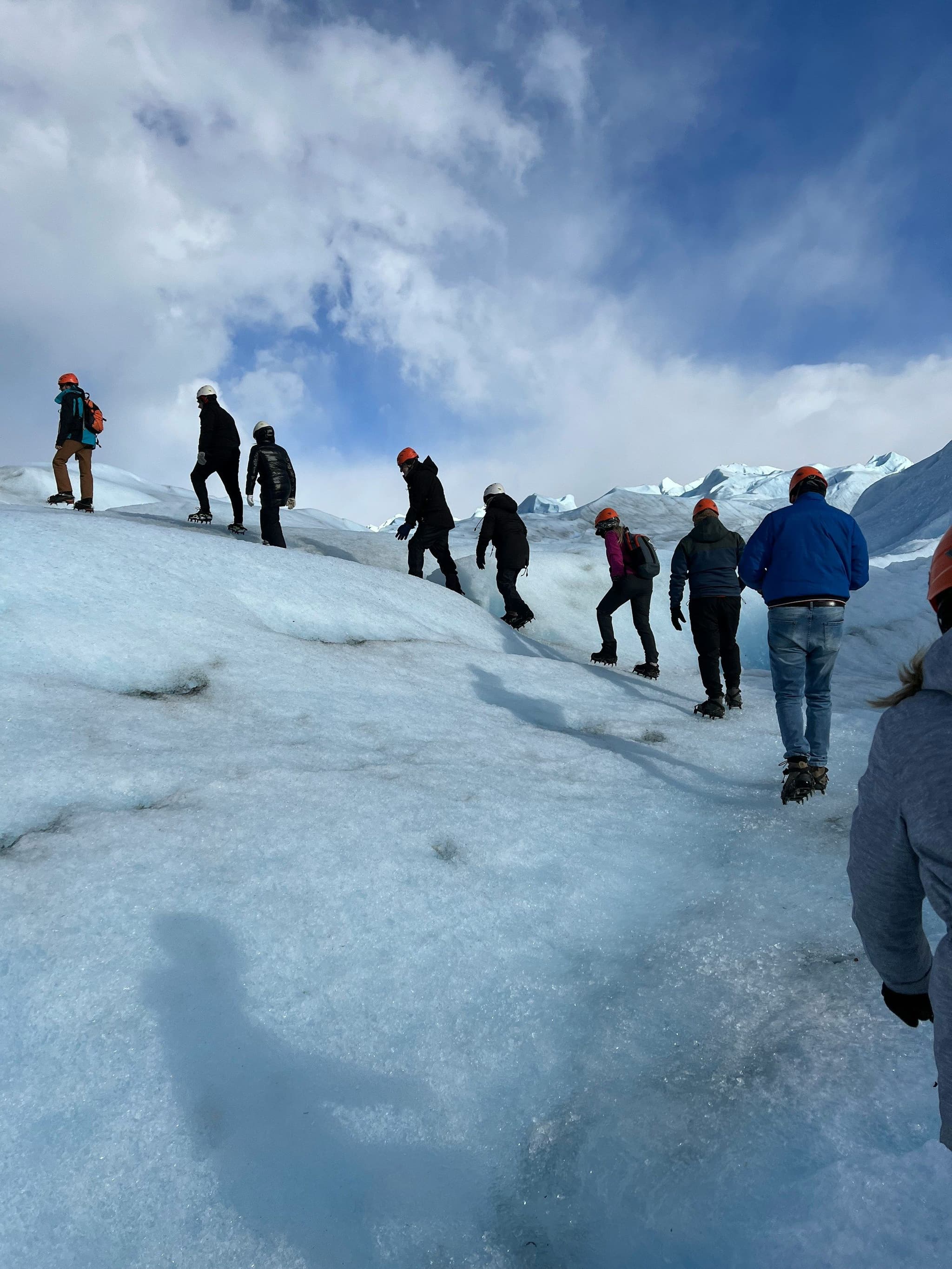 A group of hikers on the ice during a minitrekking tour of the Perito Moreno Glacier