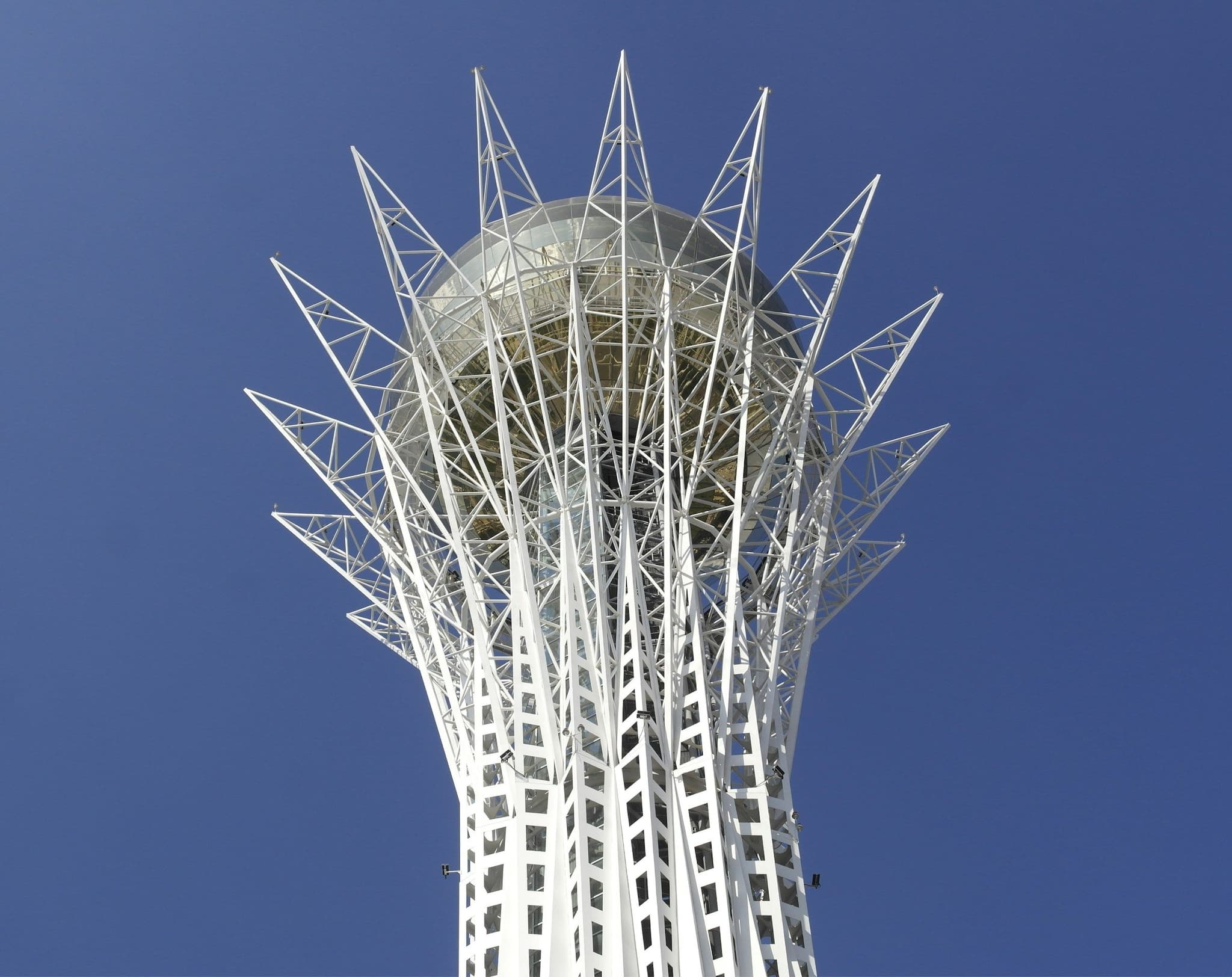 The Baiterek tower in Astana under a blue sky