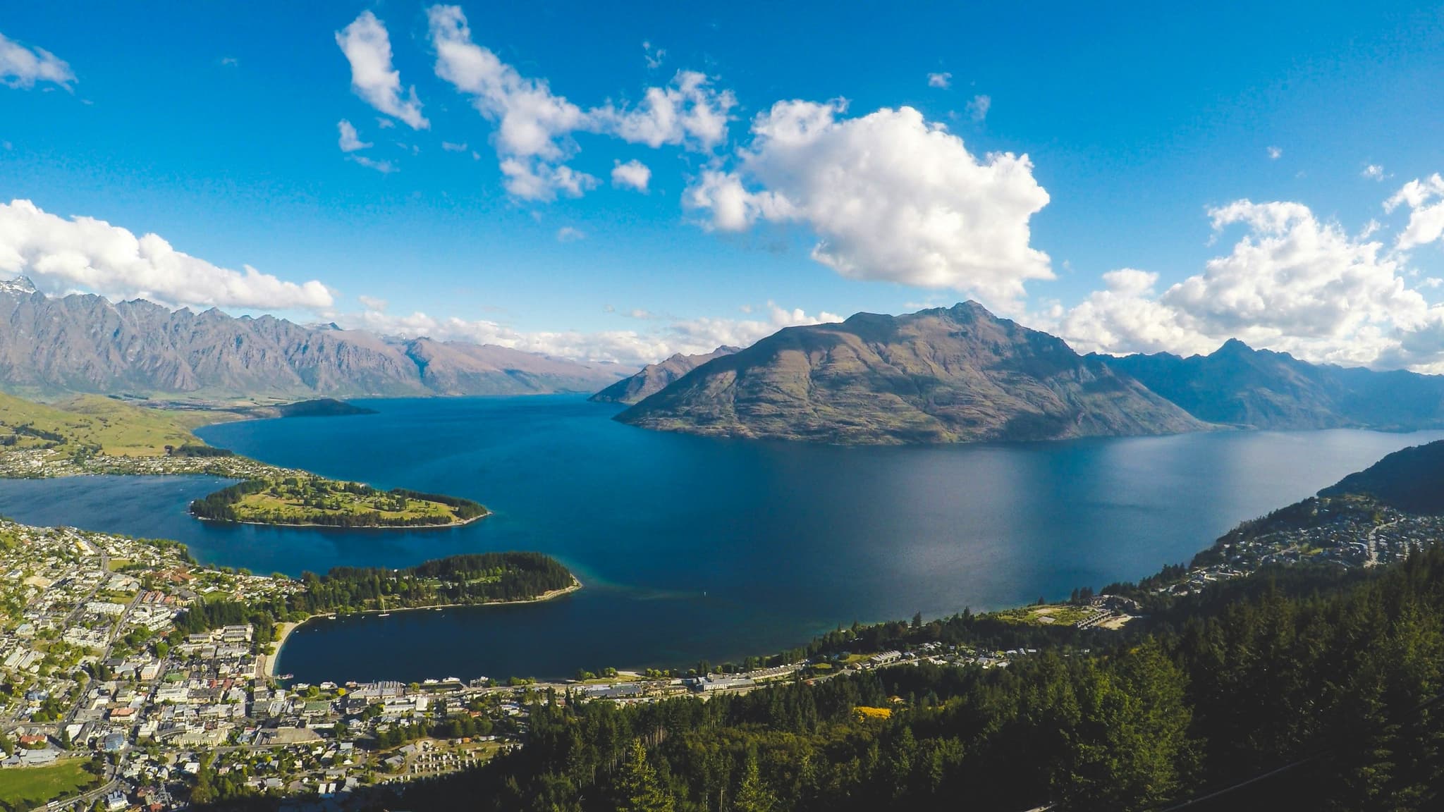 Islands and sea from above in New zealand
