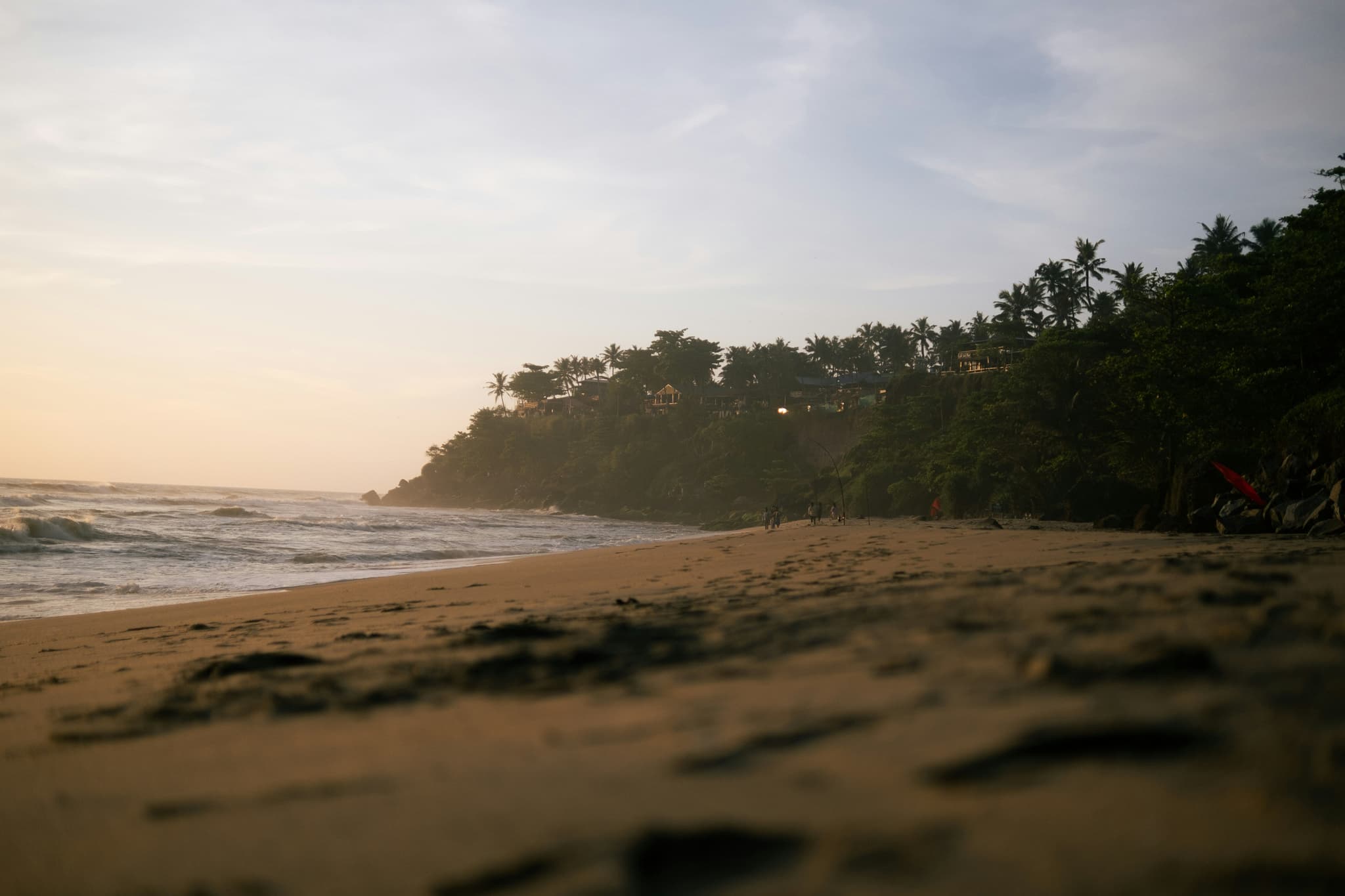 Sunset over the cliffside beach at Varkala, Kerala.