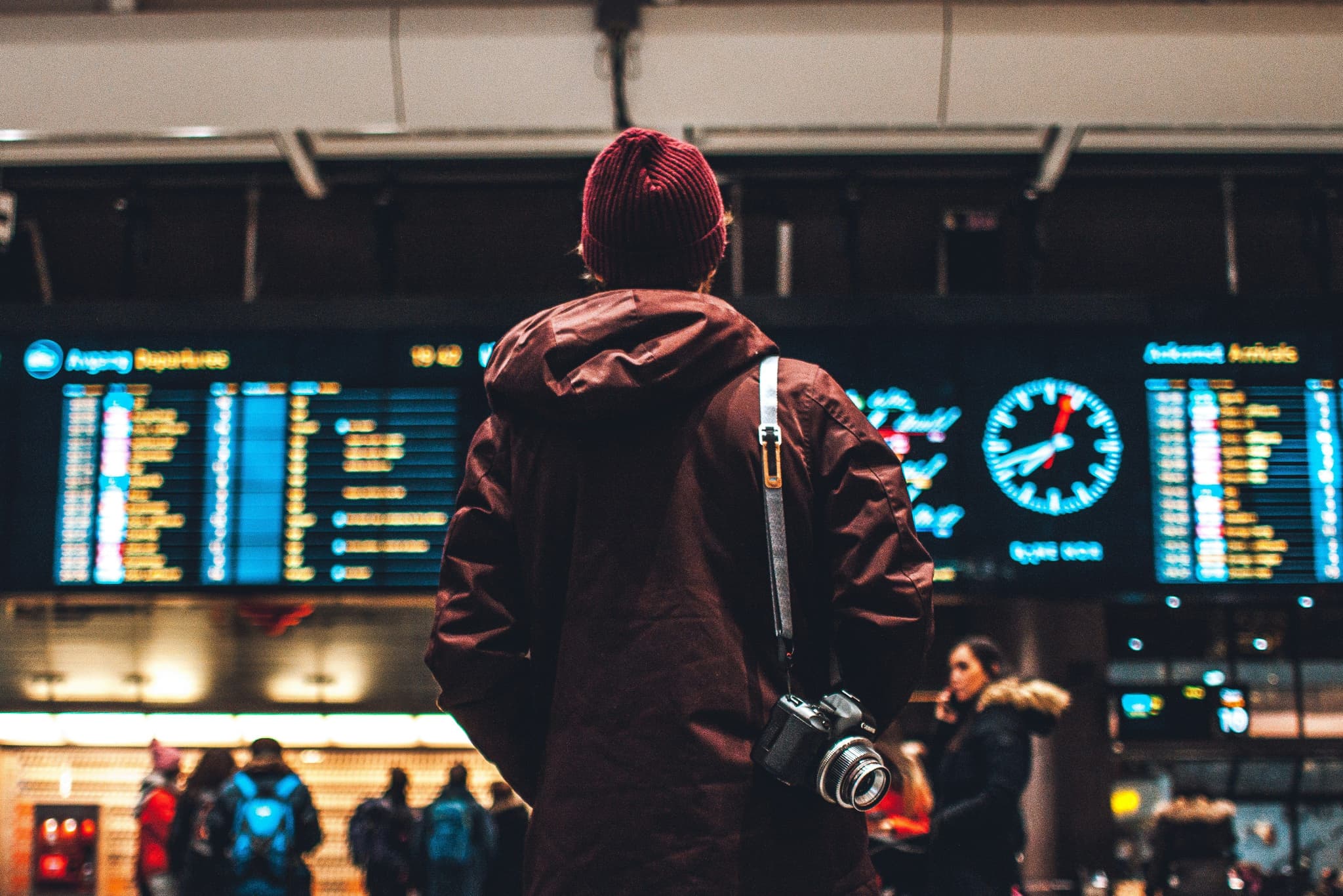 man walking to flight