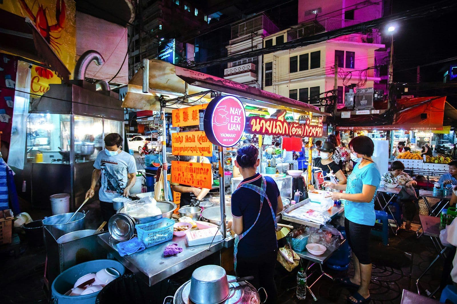 A Thai street food stall in Bangkok's Chinatown