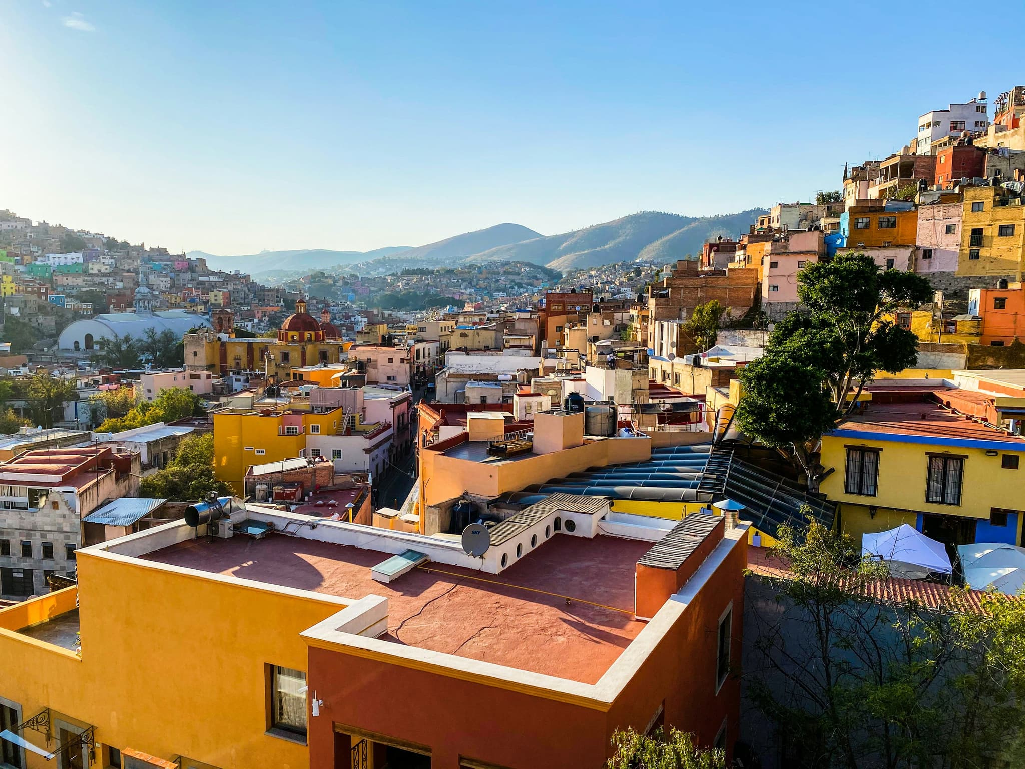 Colorful colonial rooftops of Guanajuato, a Mexican UNESCO World Heritage Site