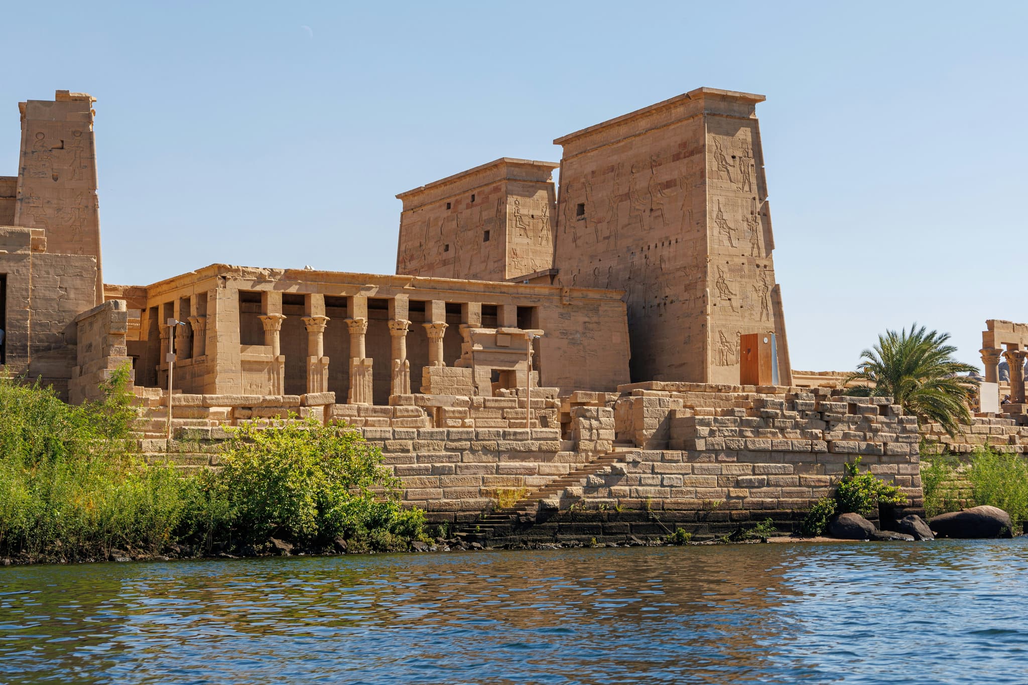 Aswan and Philae Temple by the water in Egypt