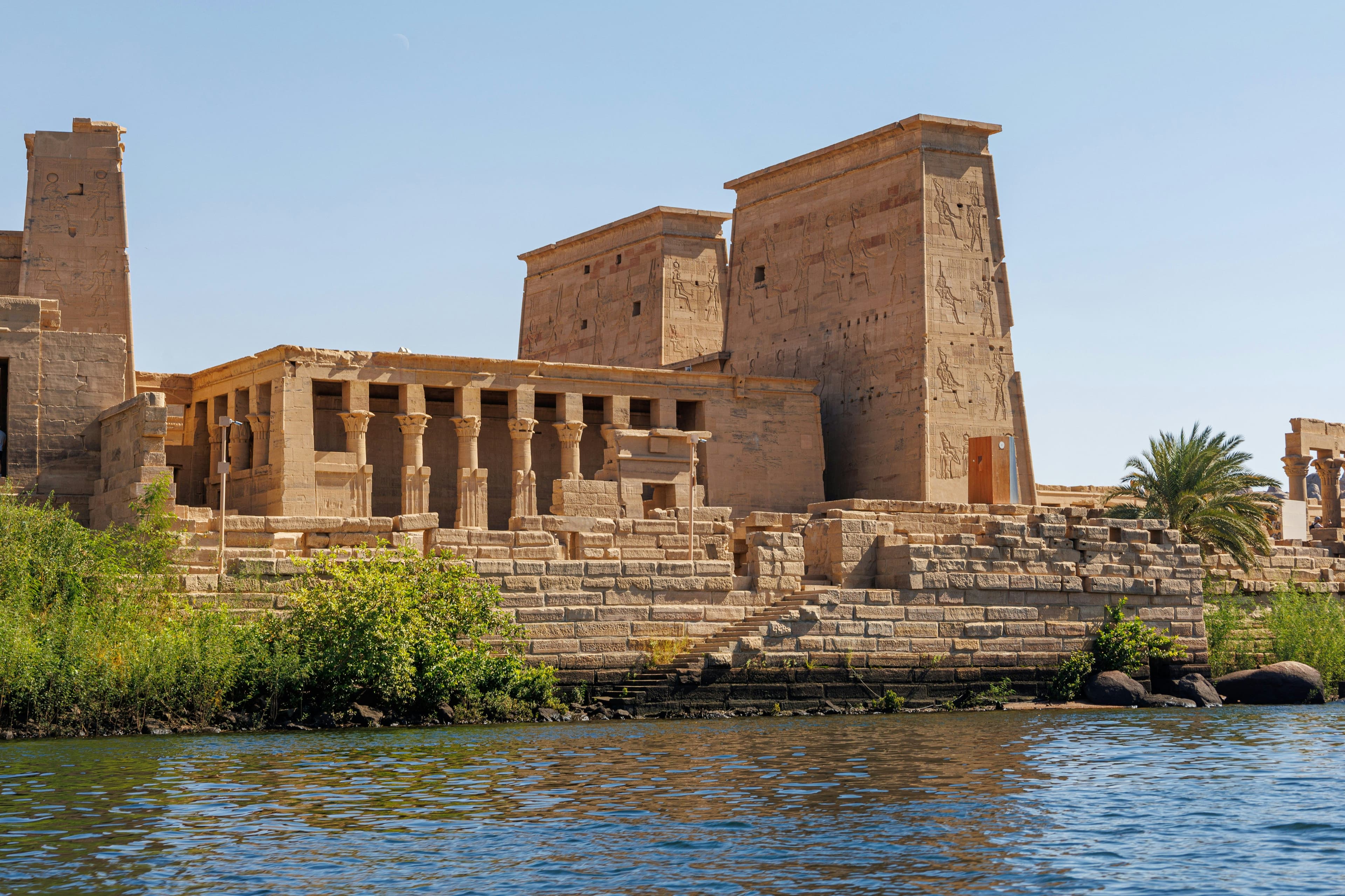 Aswan and Philae Temple by the water in Egypt