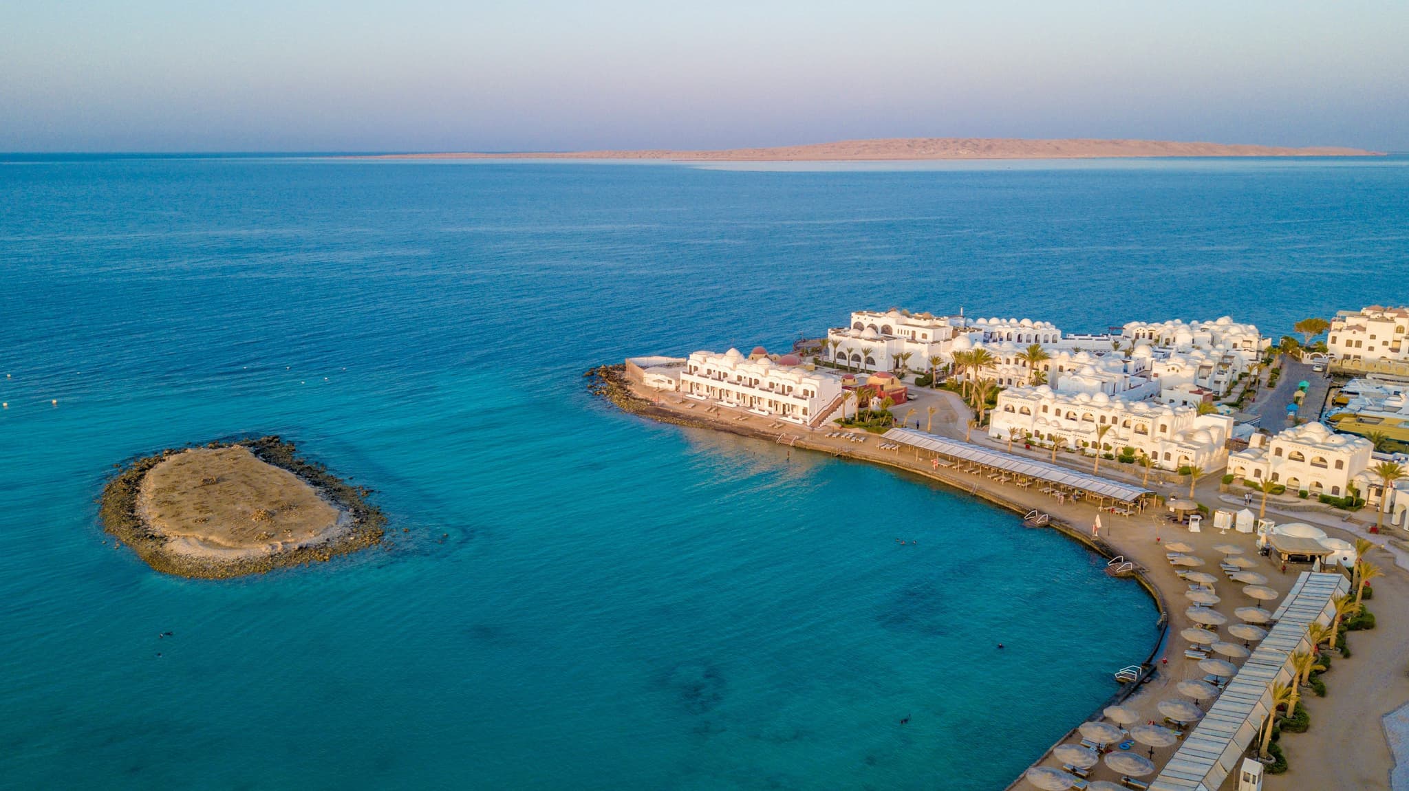 Hurghada coast from above with turqoise water