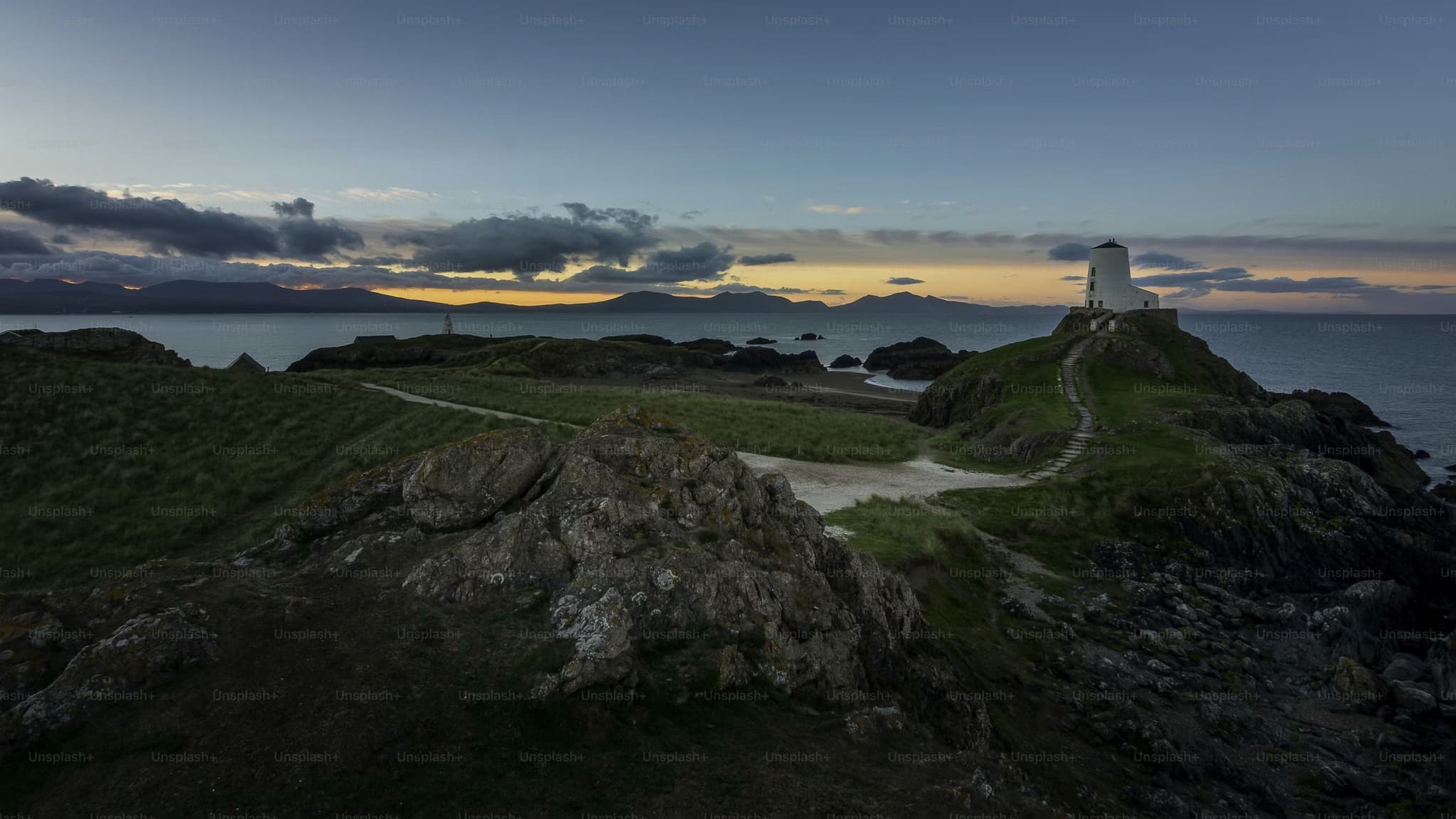 Wales Coastal Way dark mountain at night