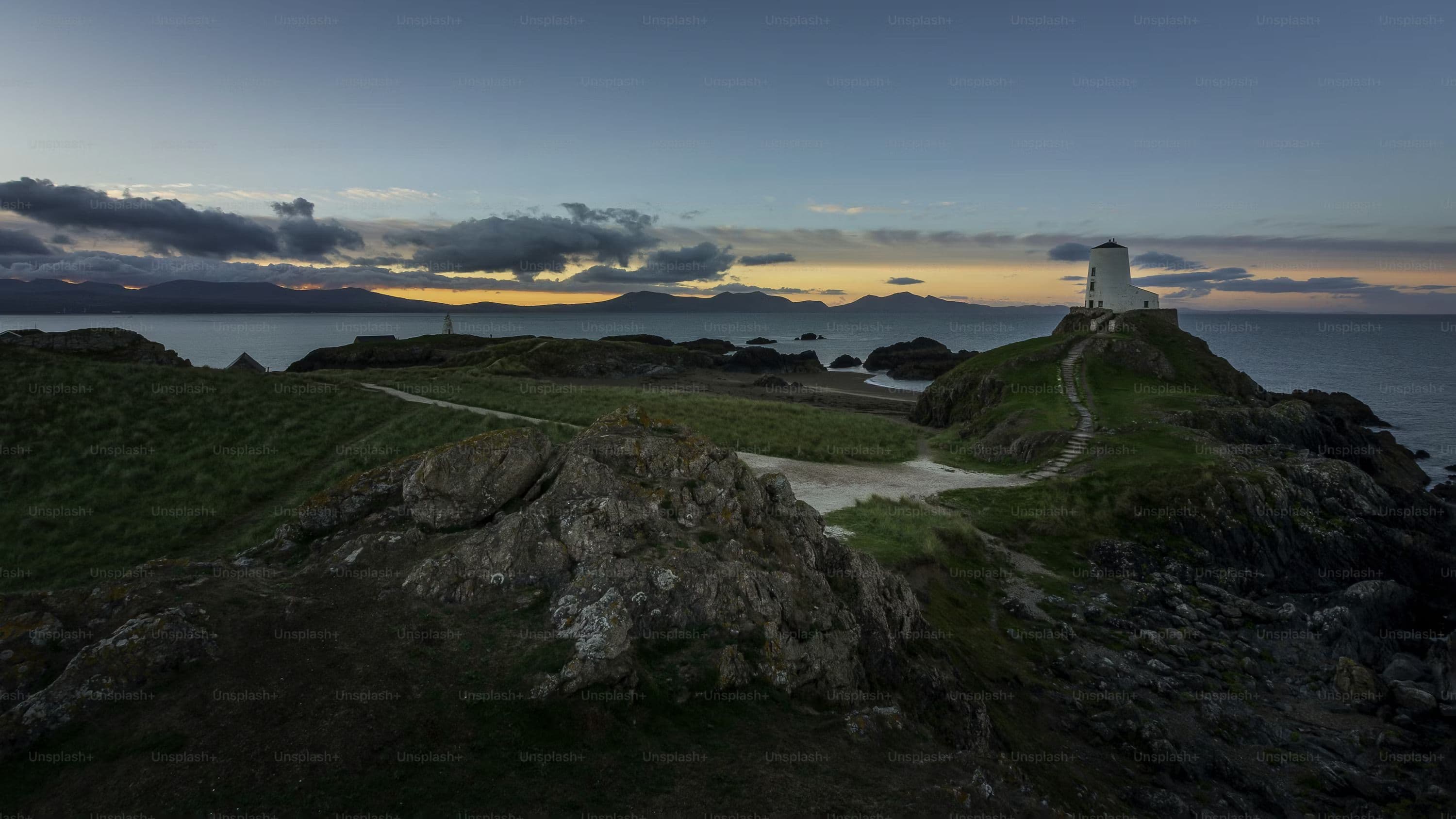 Wales Coastal Way dark mountain at night