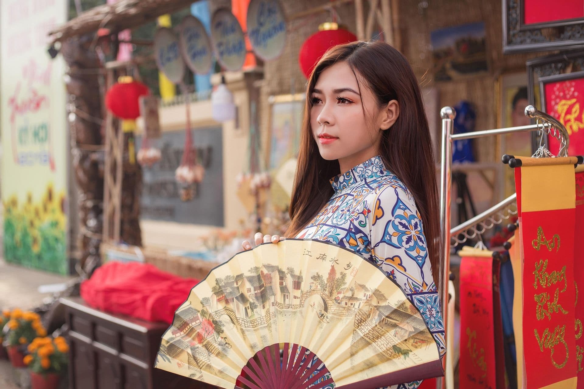 Vietnamese woman during lunar new year Vietnam