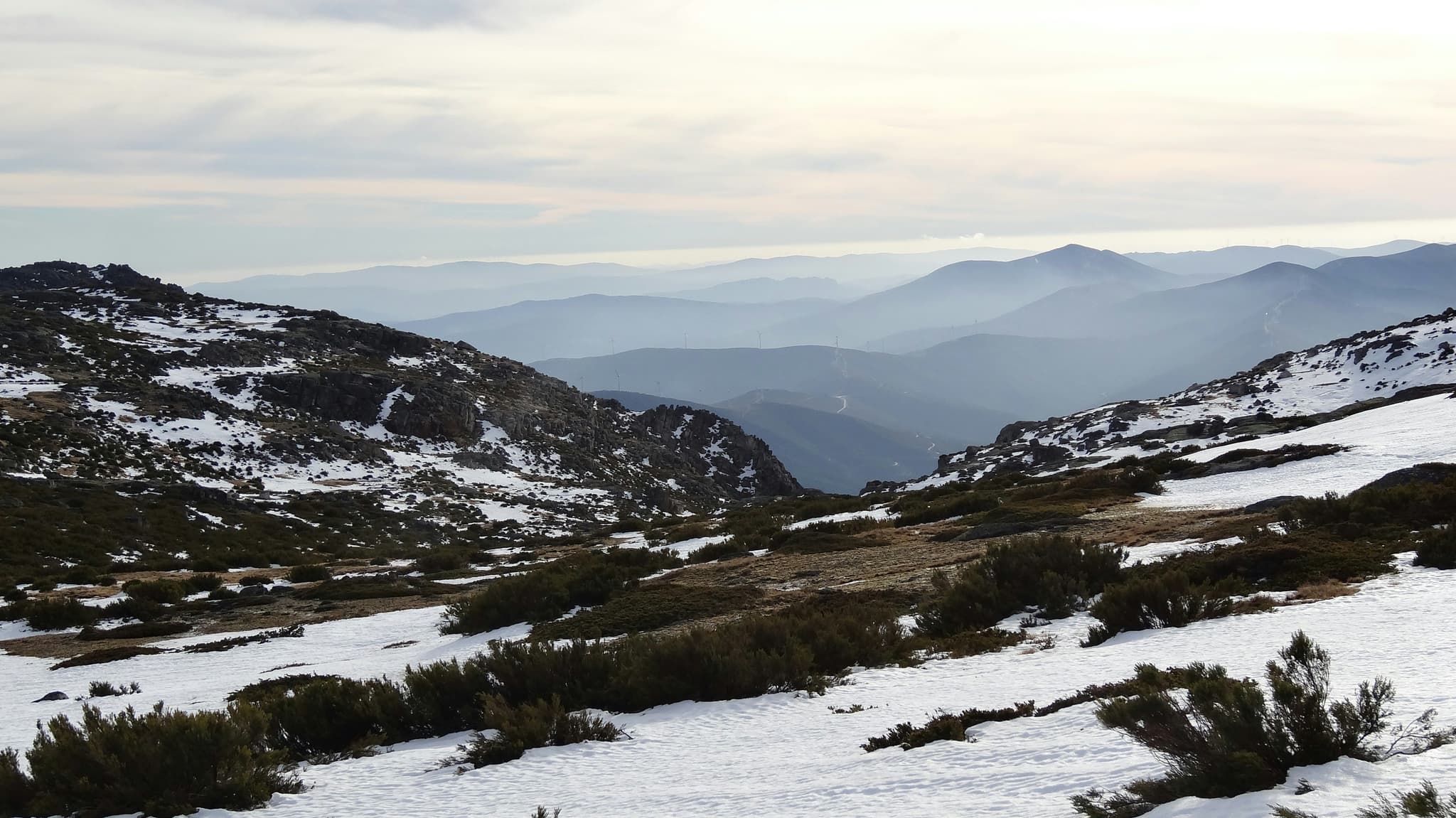 Rugged snow mountains in the Serra da Estrela natural park, Portugal