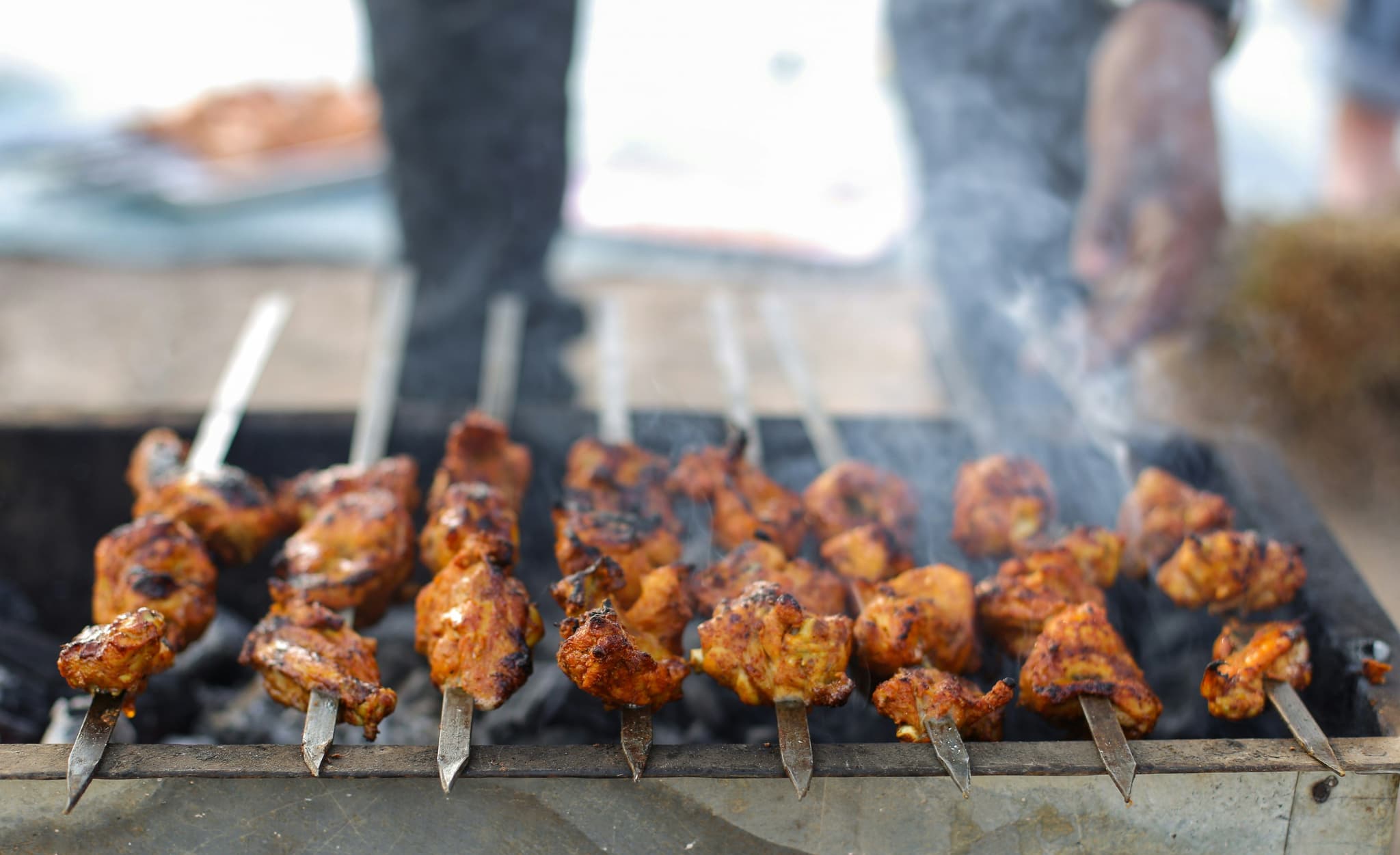 kebabs on a grill