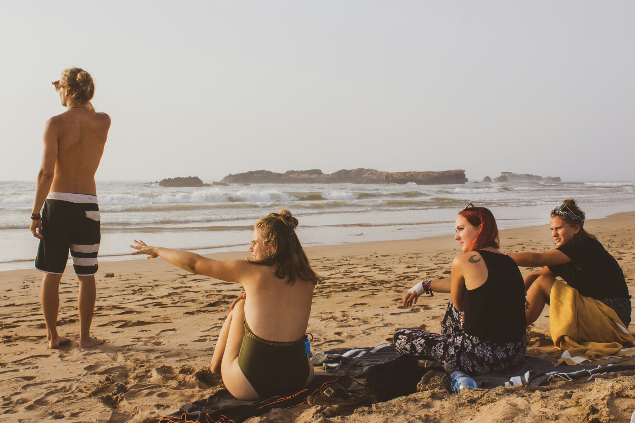 Three woman on the beach in morocco