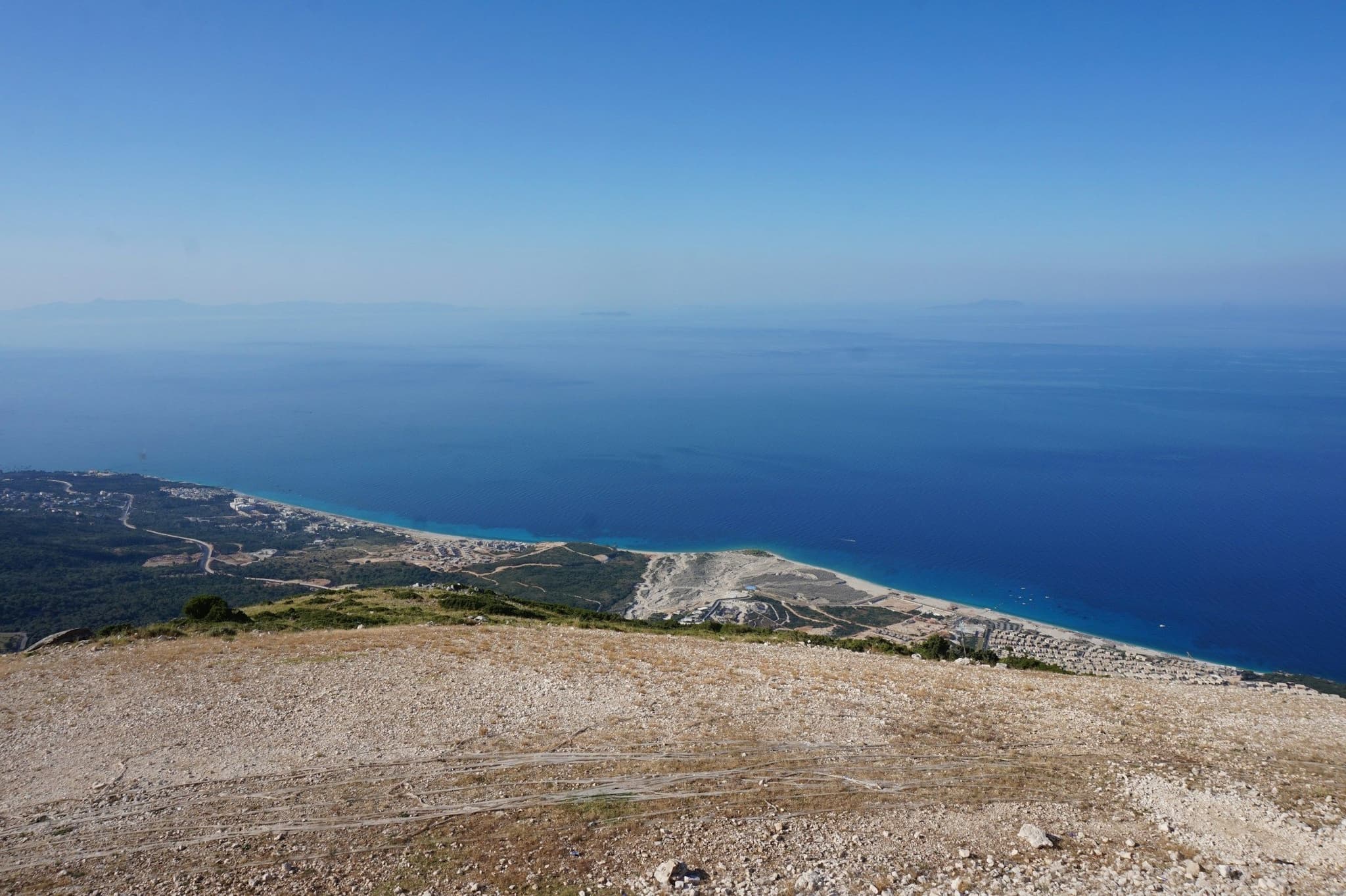 View down to the Ionian coast from the top of the Llogara Pass