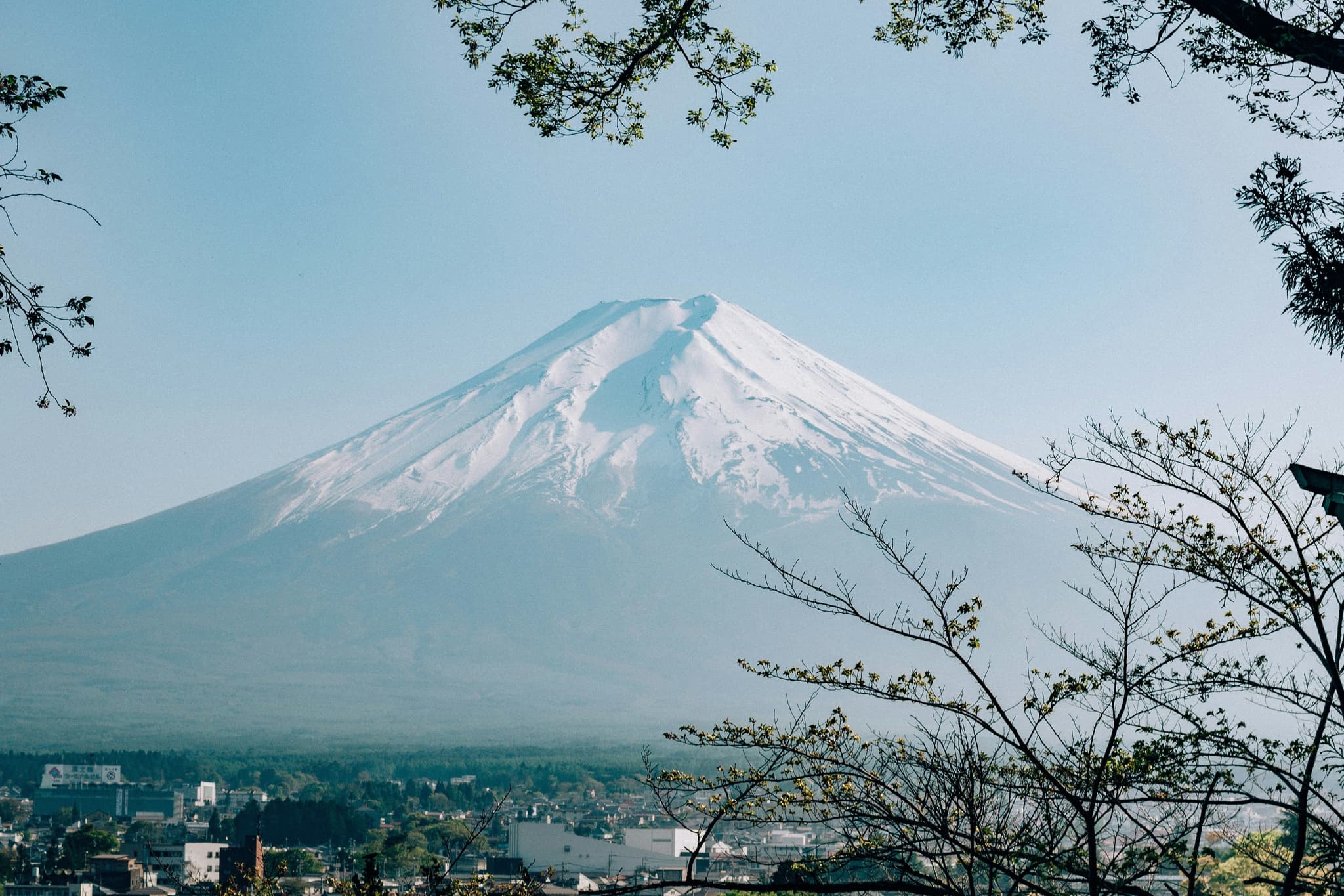 Mount fuji up close covered with snow