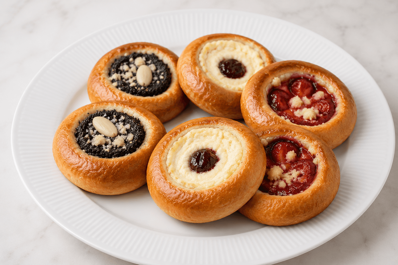 koláče pastries on a white plate
