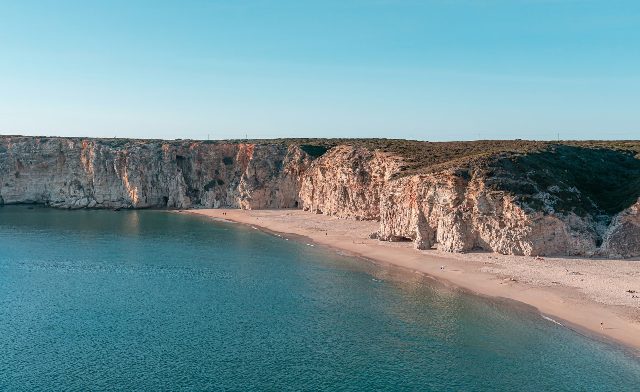 A cliff and sea water from above in sagres