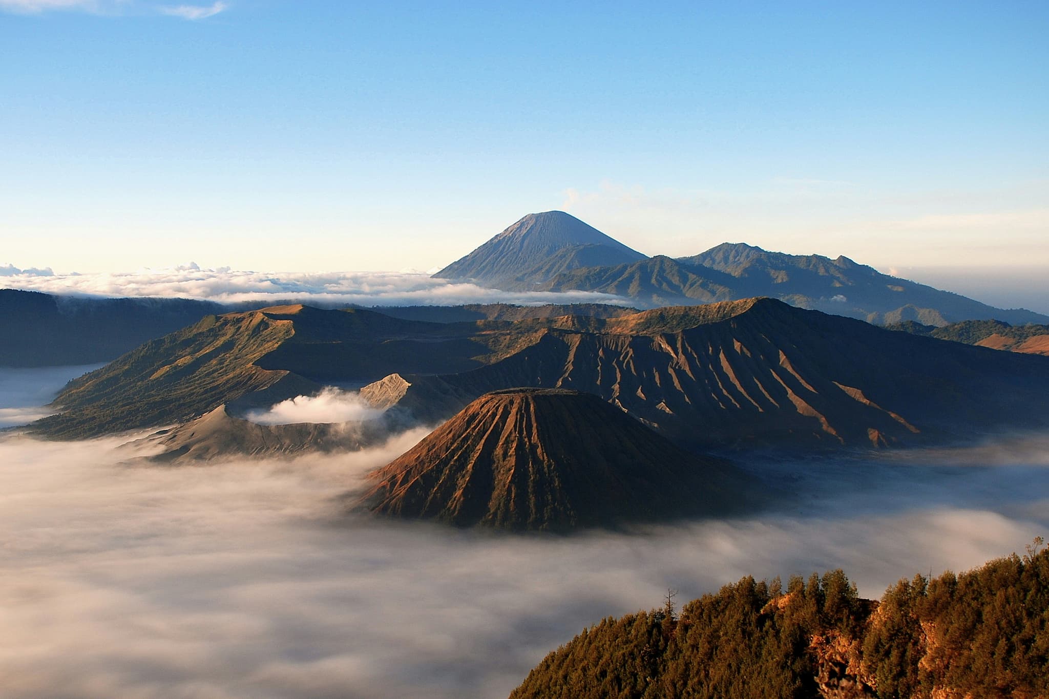 Bromo and Ijen volcanoes in the mist