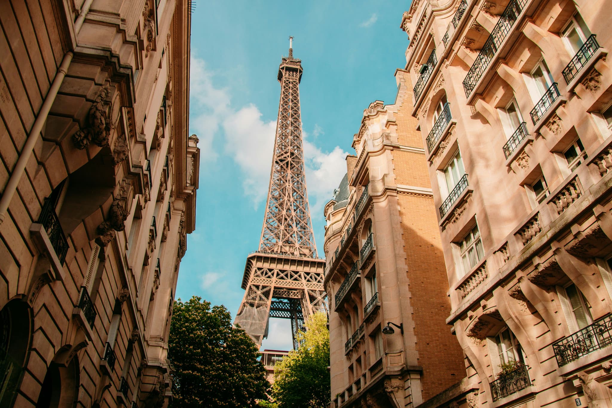 Eiffel tower viewed from street