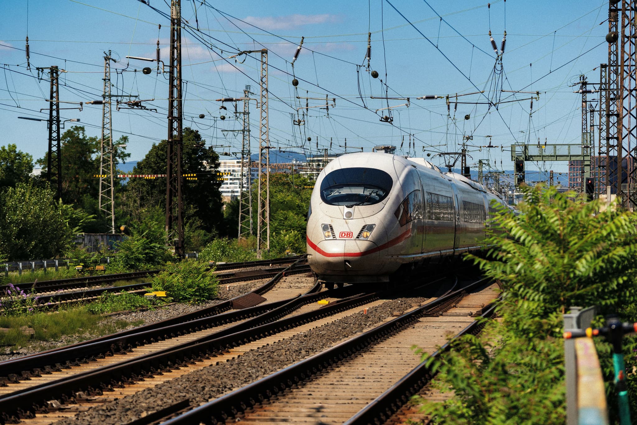 A train on a rails in Germany