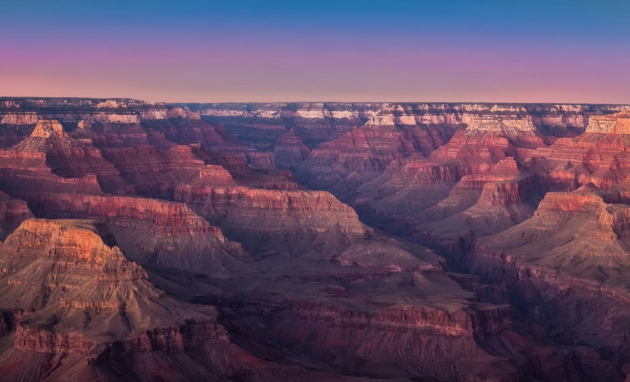 Grand canyon from above during sunset