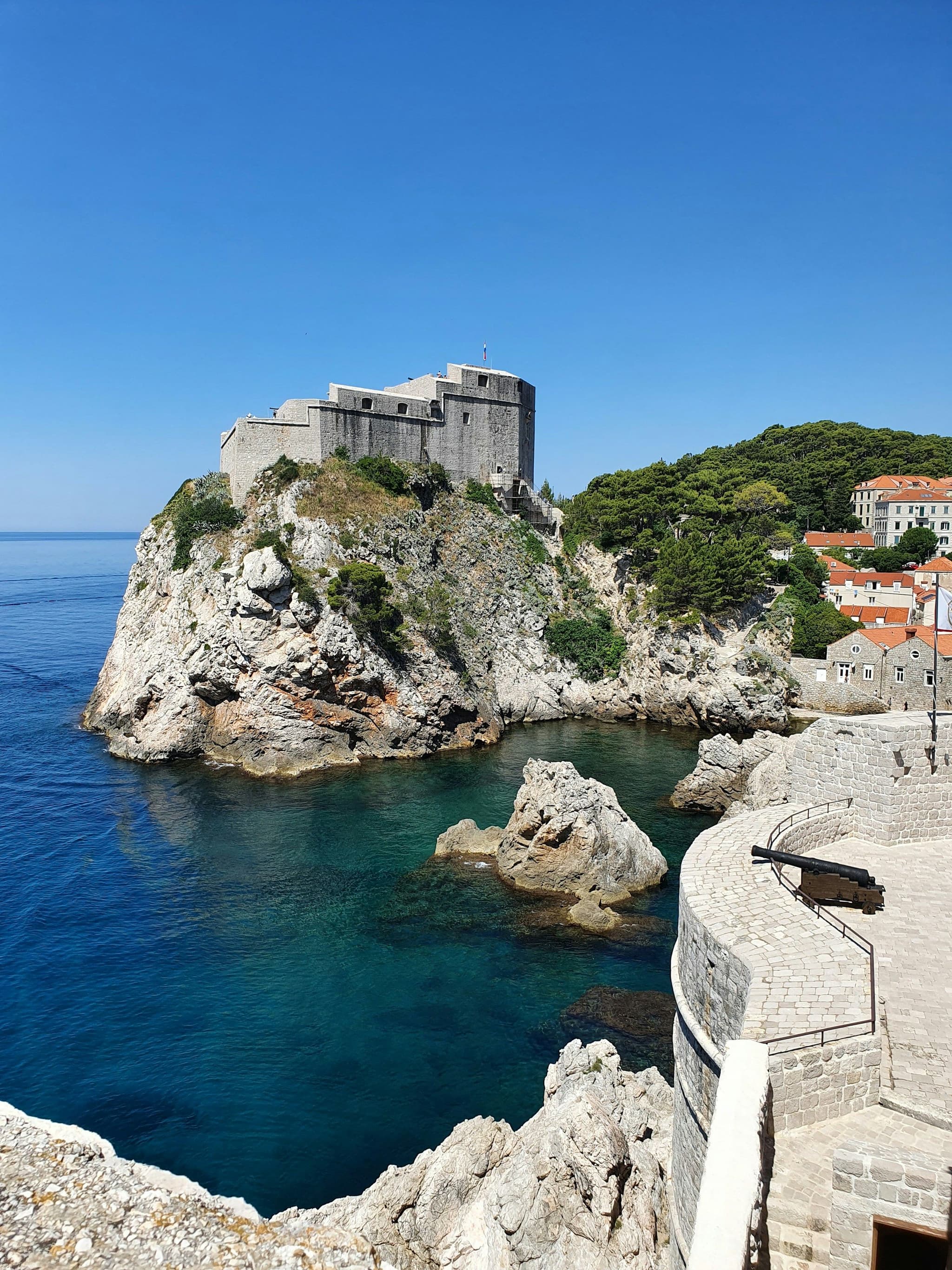 Fort Lovrijenac on its rocky cliff above the sea in Dubrovnik