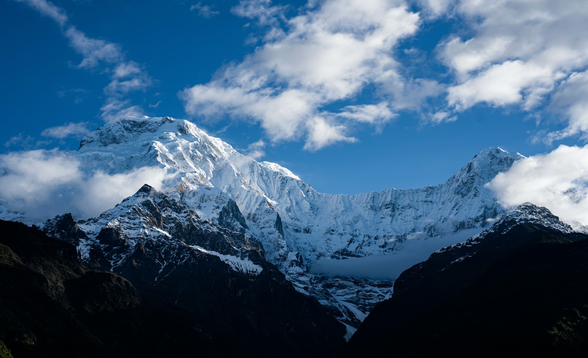Snowy andes mountains in Chile