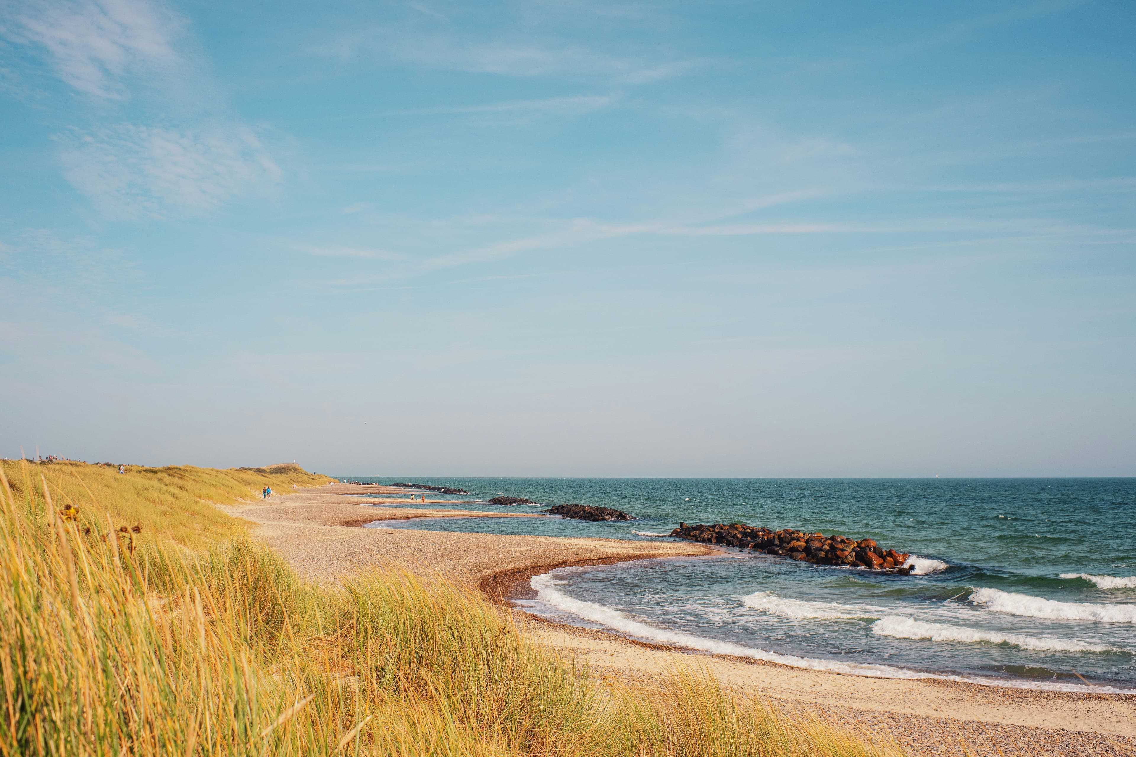 Dunes, sand and beach in Skagen on a clear day