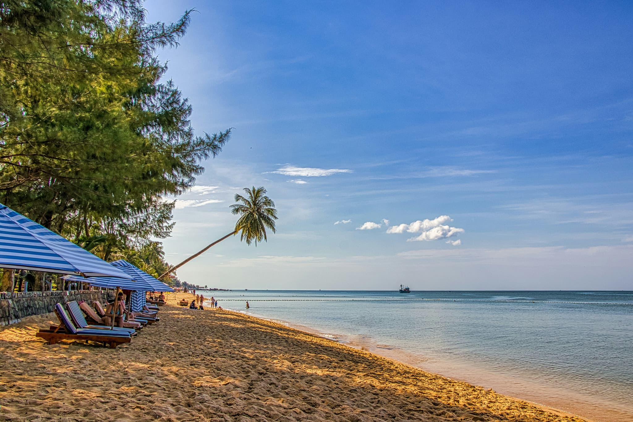 Island beach with sea from above on Phu Quoc