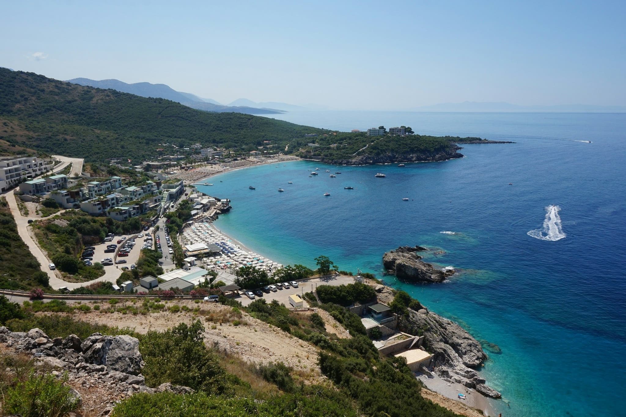 Jale beach on the Albanian Riviera seen from a viewpoint above