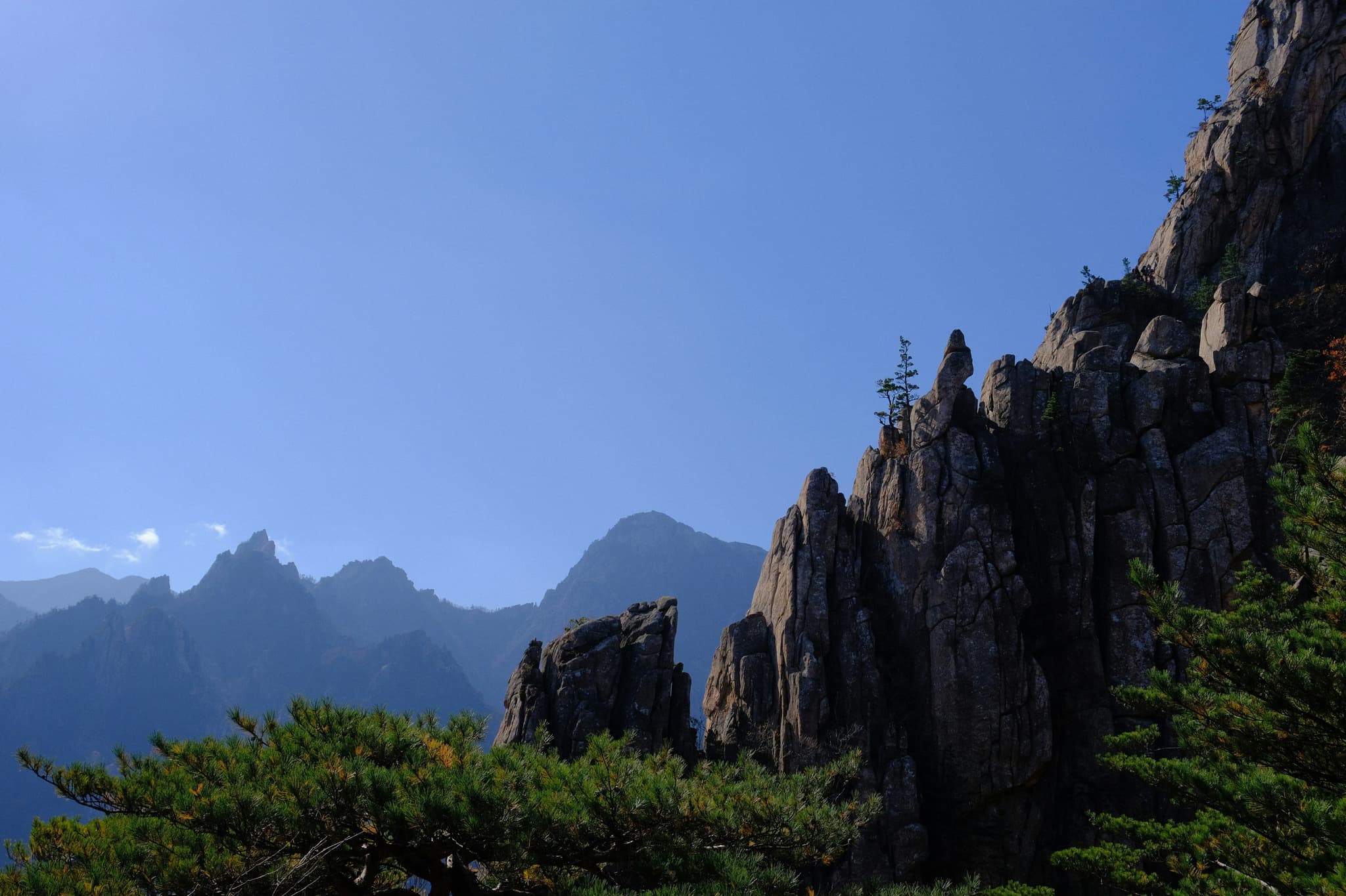 Stone cliffs and forest area in Seoraksan National Park