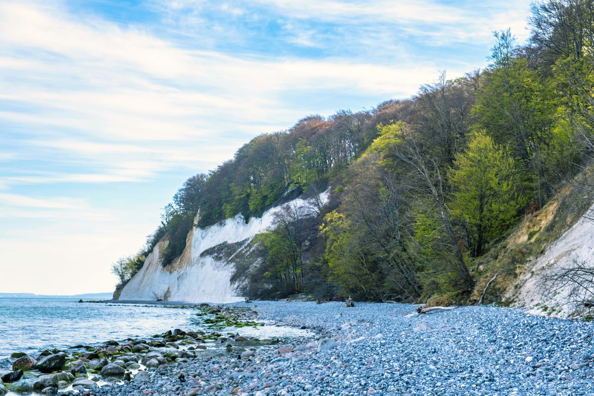 Rügen island with pebble stone beach and cliff