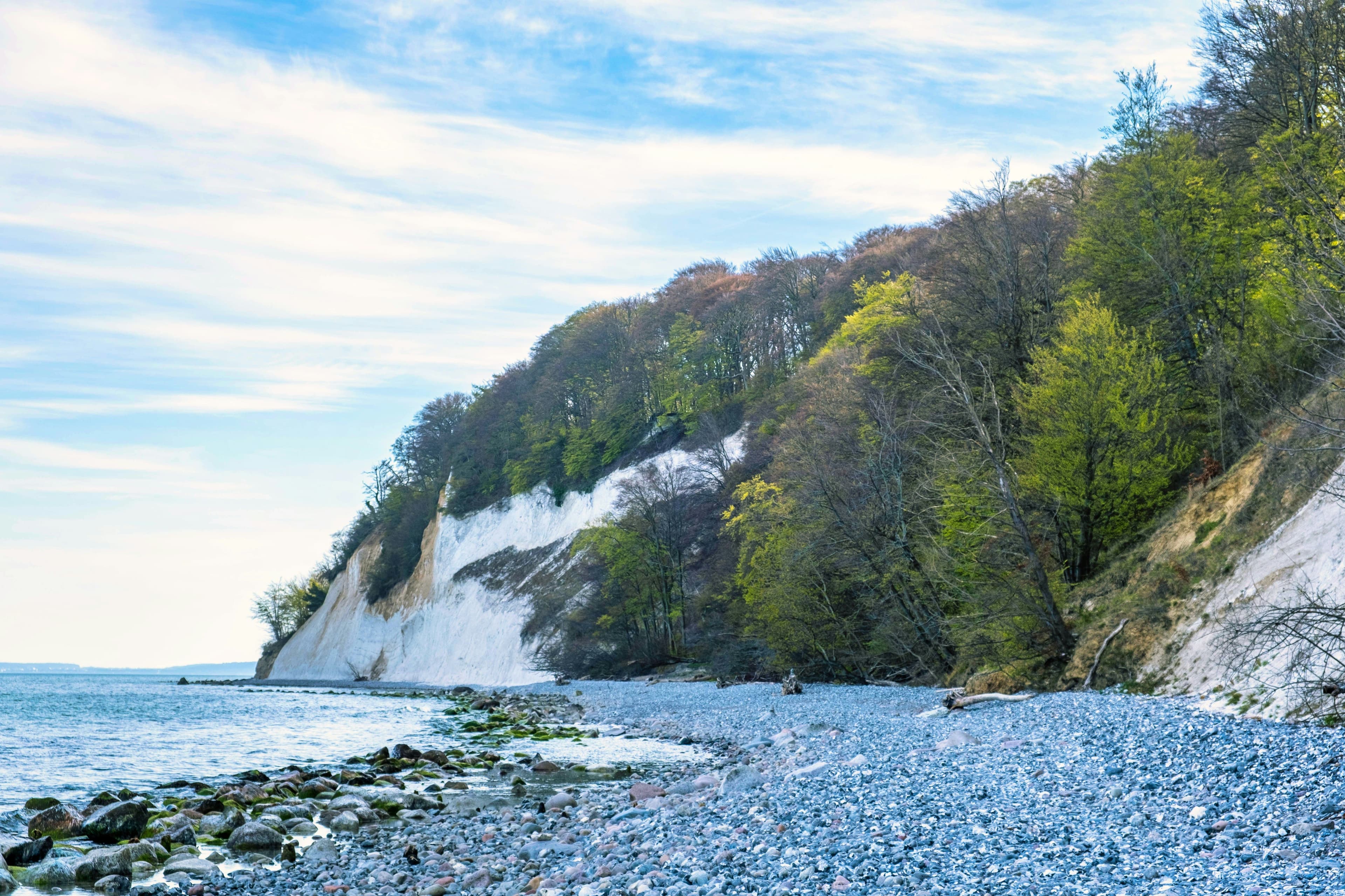 Rügen island with pebble stone beach and cliff