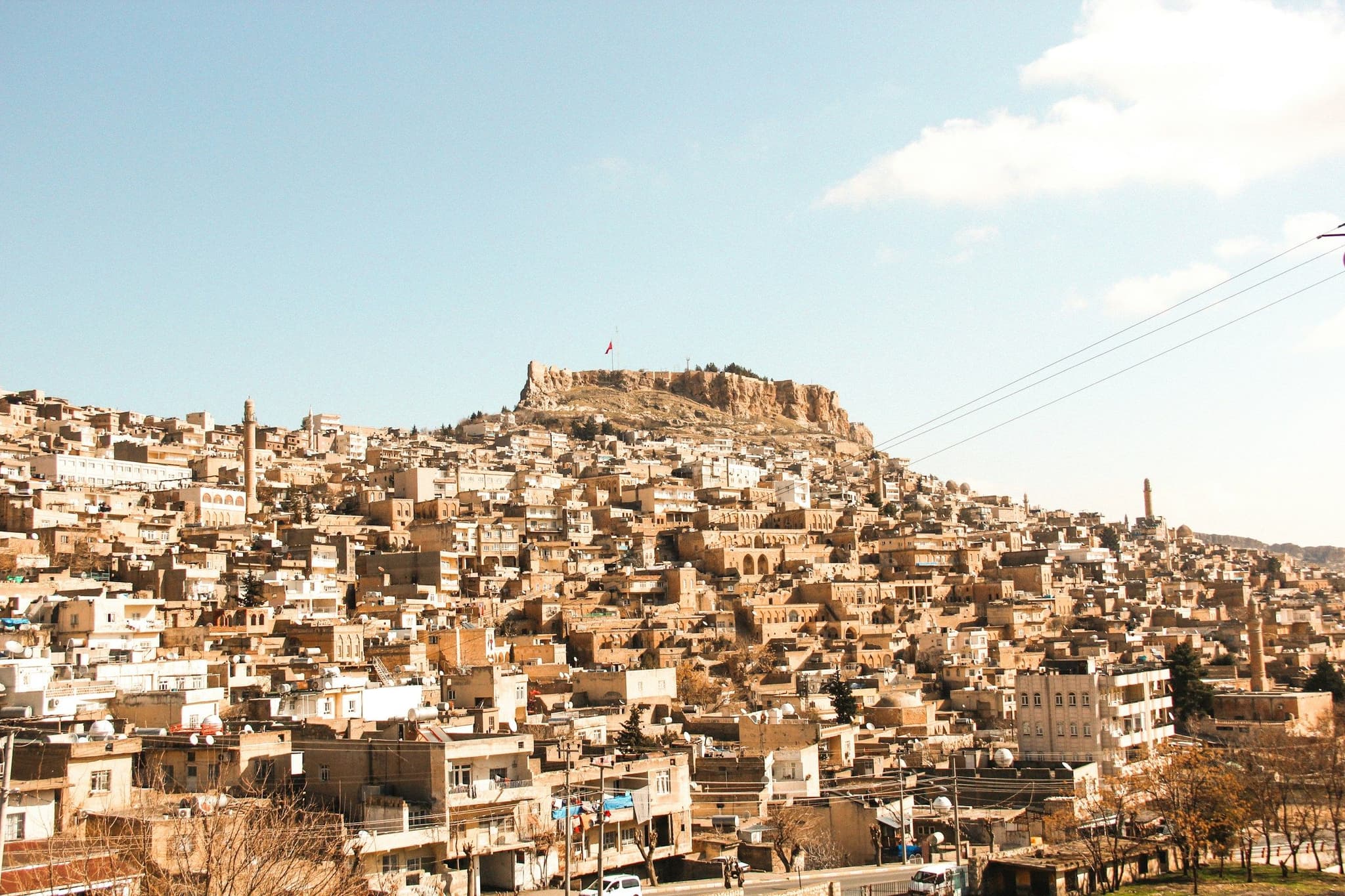 Mardin old town on its hillside above the Mesopotamian plain