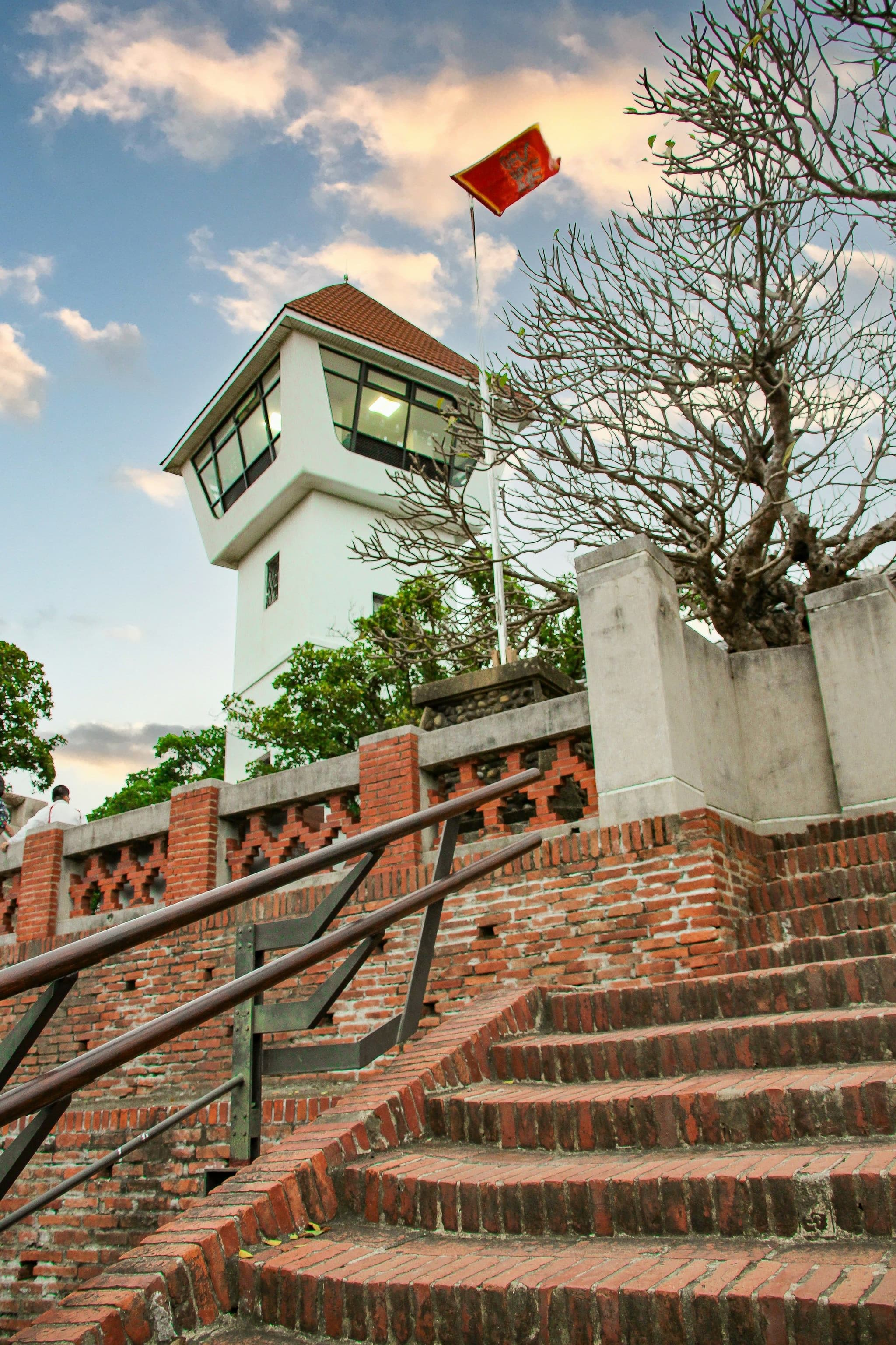Red brick steps leading up to the tower of Anping Old Fort in Tainan