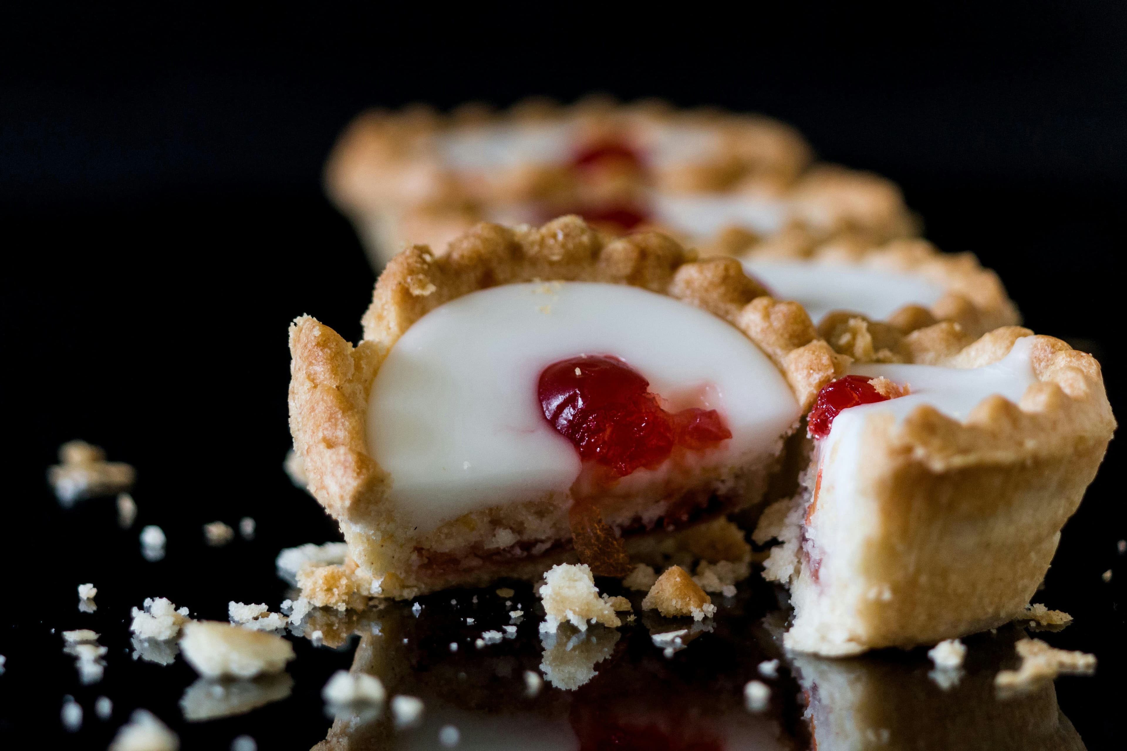 A butter tart with strawberry