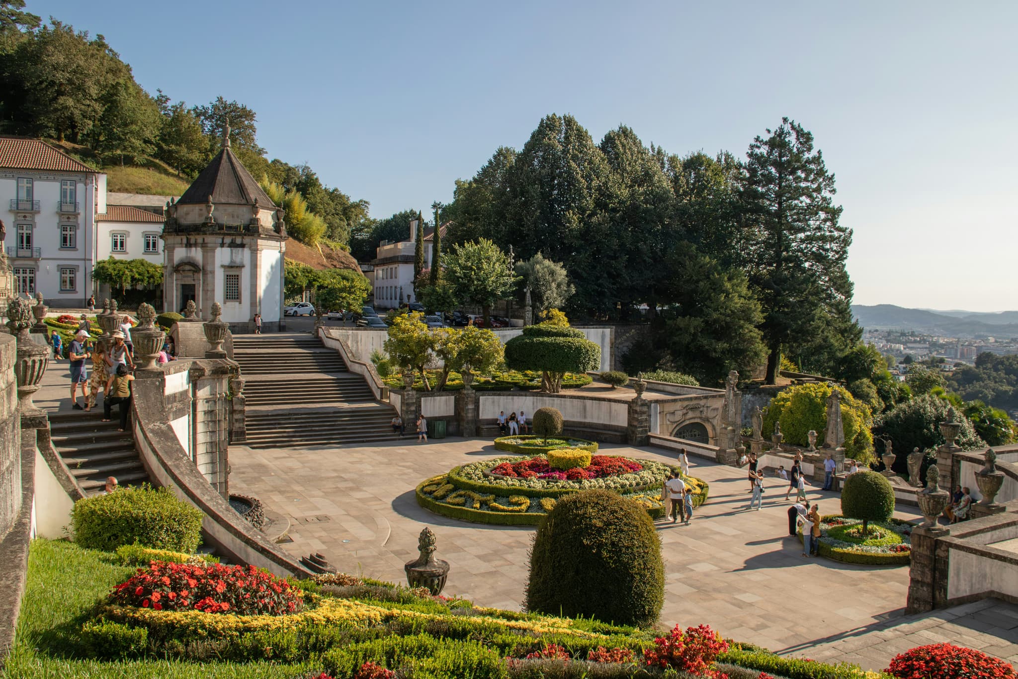 Garden with paths and flowers in Braga portugal