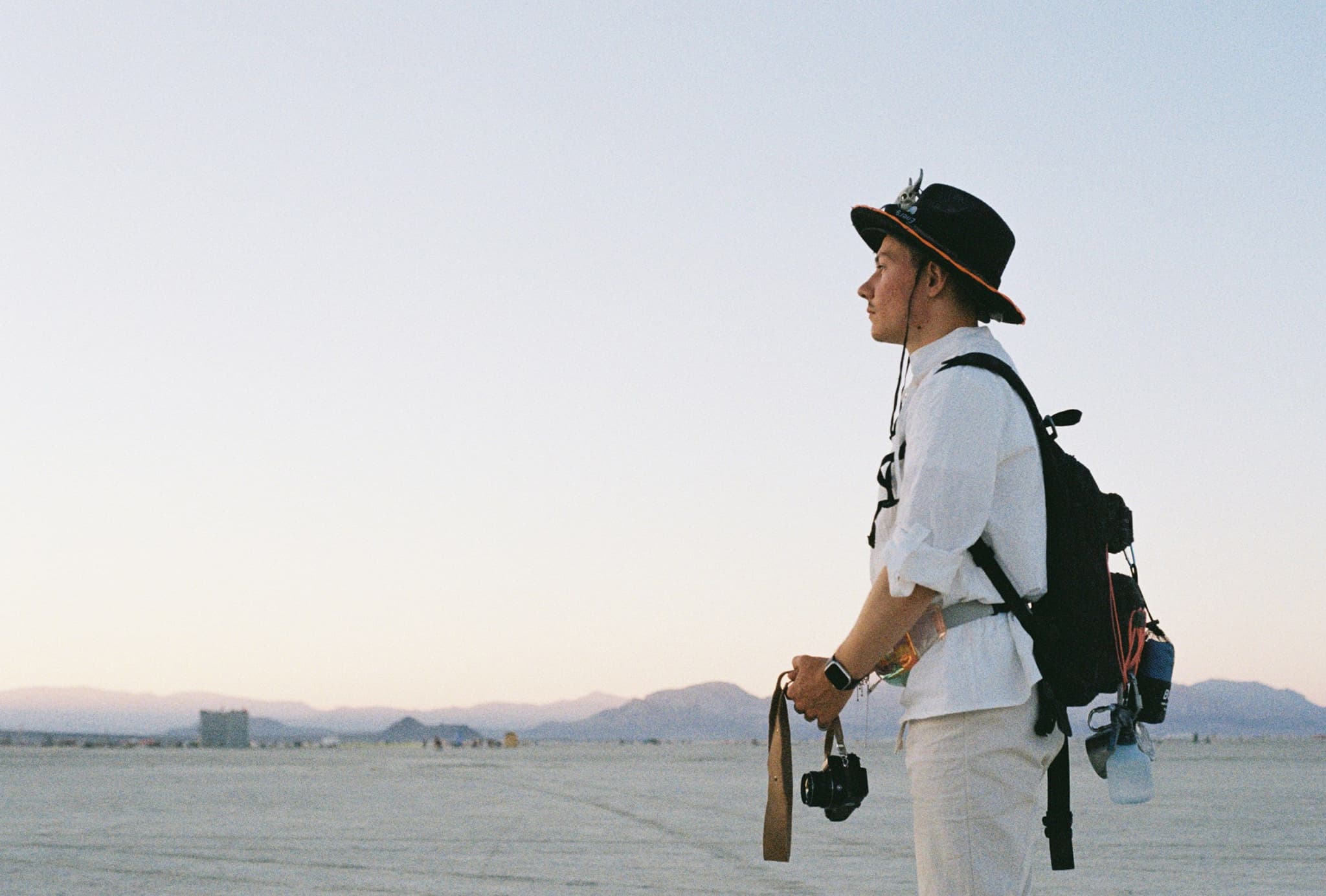 Solo traveller man standing with confidence