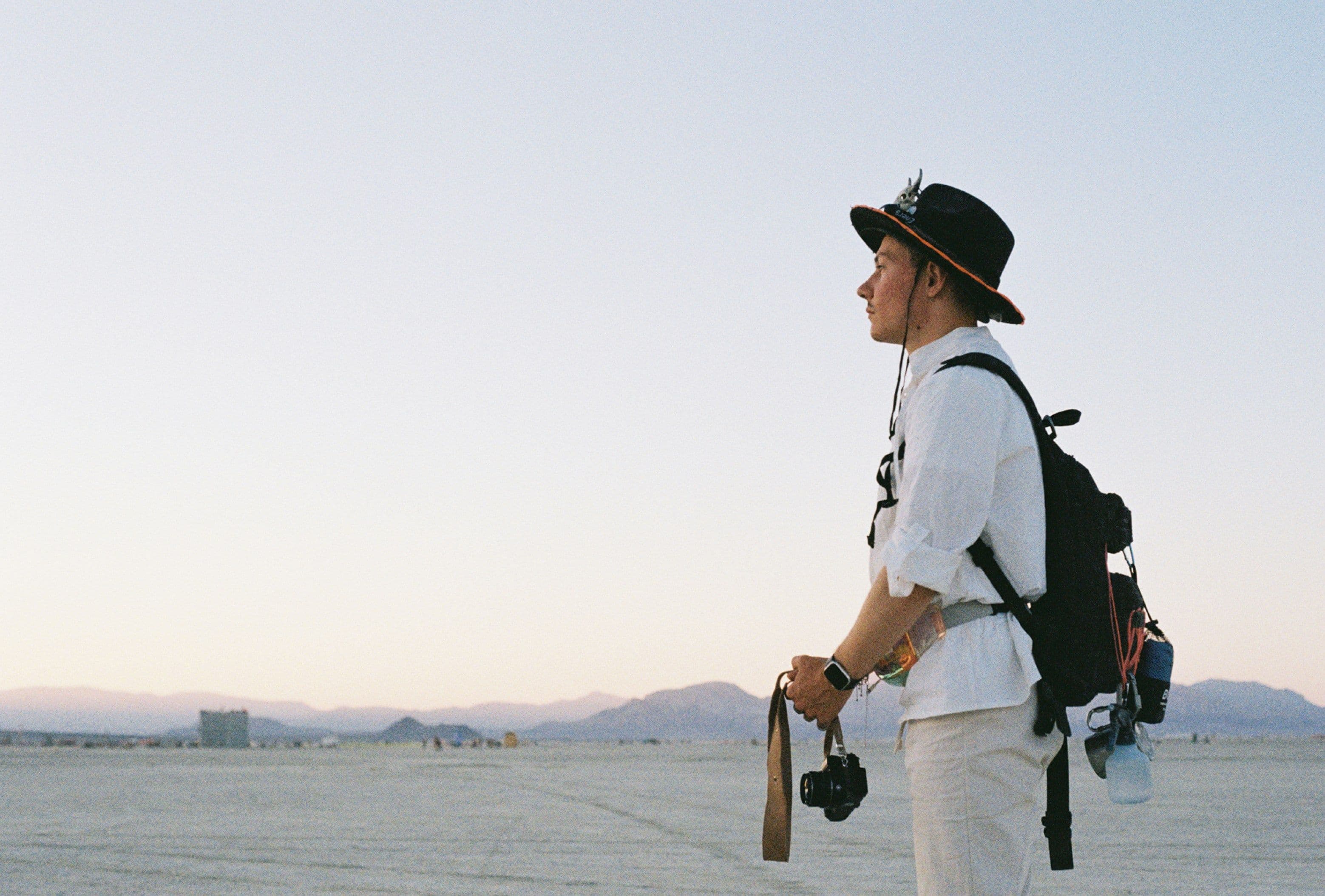 Solo traveller man standing with confidence