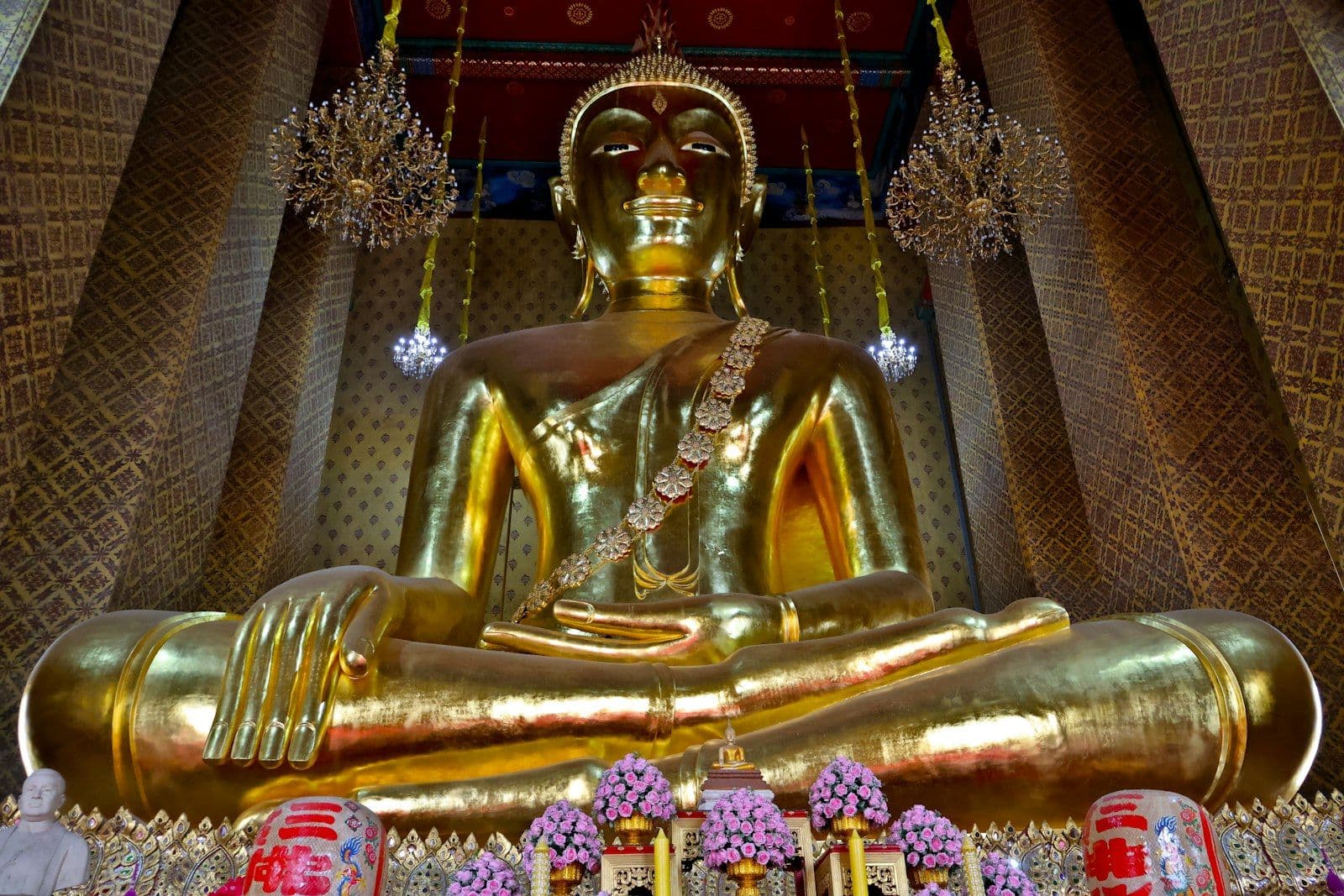 A large solid-gold Buddha statue in Bangkok, Thailand