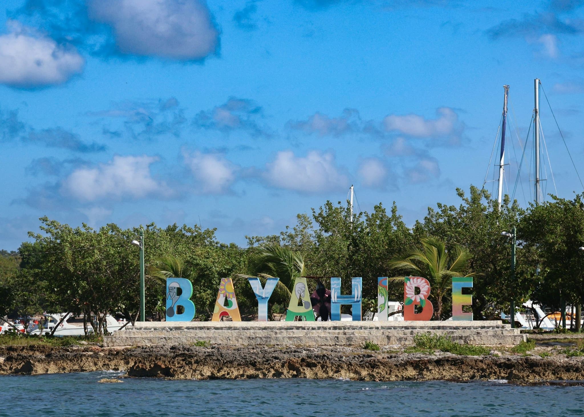 The Bayahibe waterfront seen from a dive boat