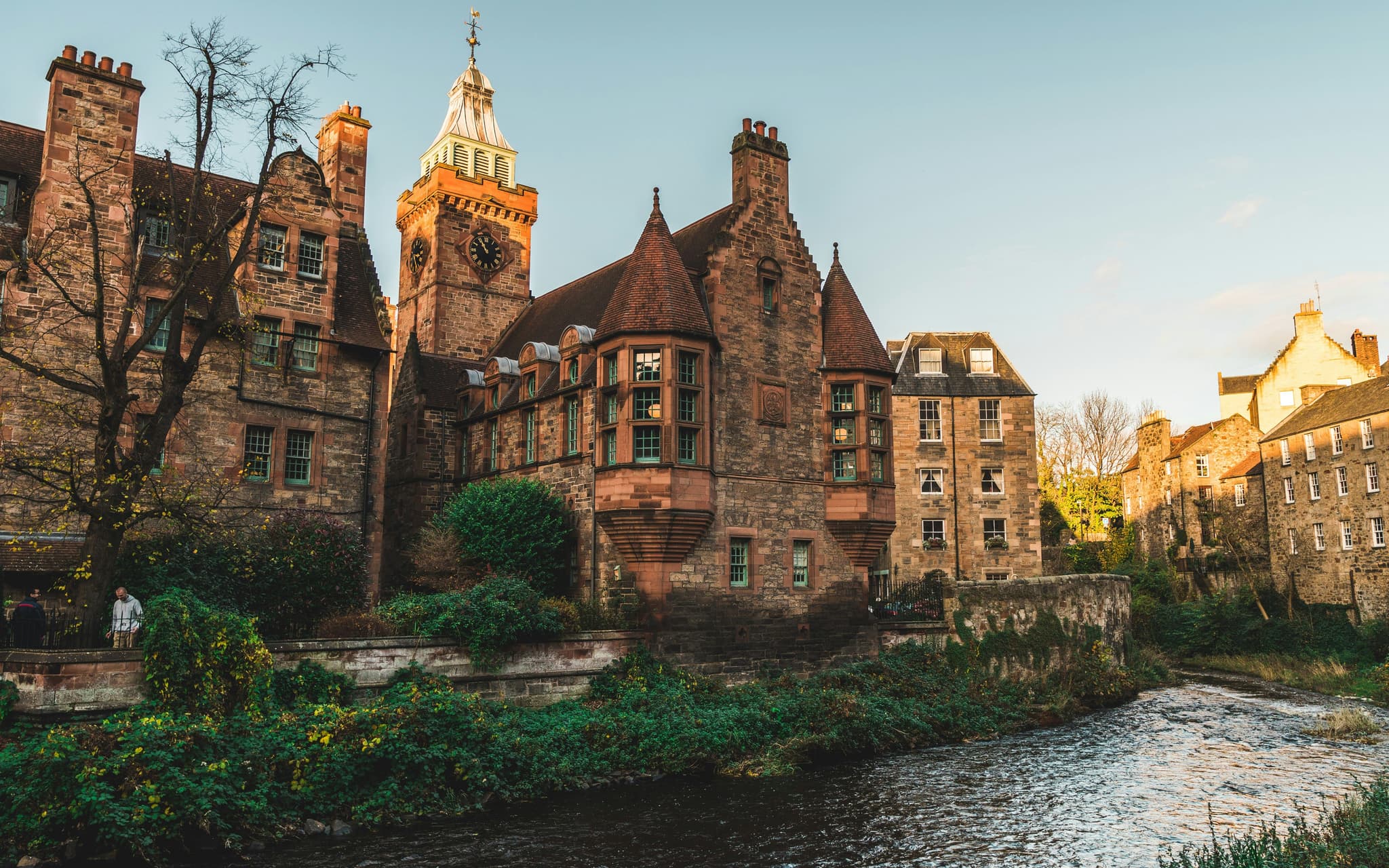 Old church building next to the water in Edinburgh