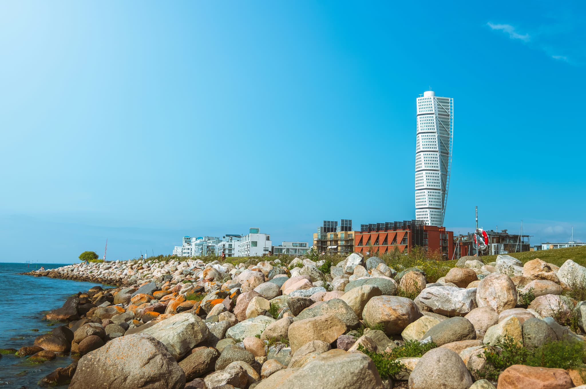 The Turning Torso skyscraper rising above Malmö's waterfront