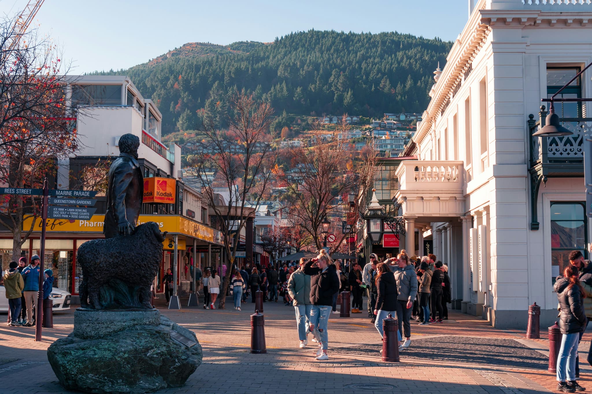 City of queenstown people walking on a square